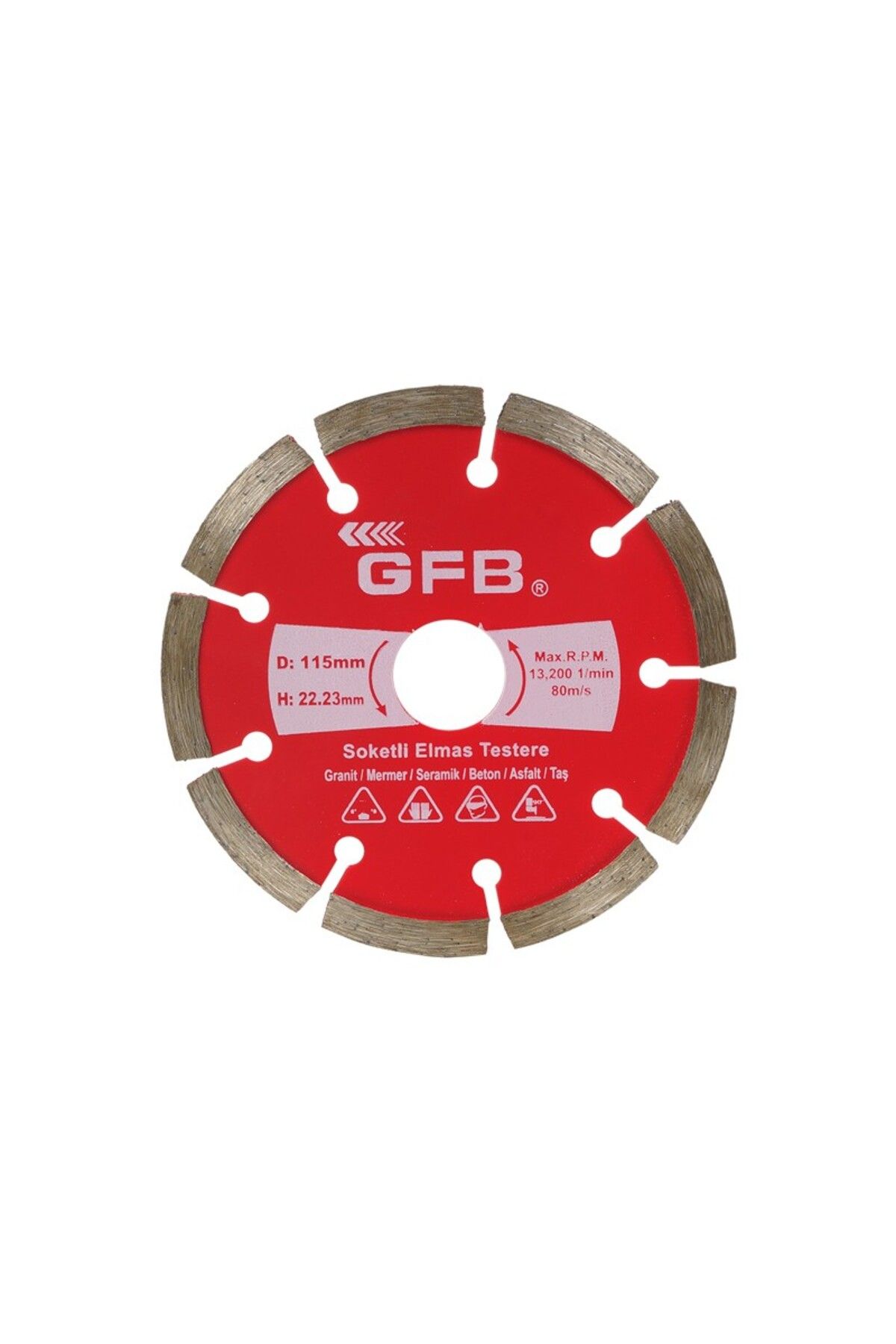 GFB 2388 Beton-Mermer-Granit Kesici 115 Mm Soketli Elmas Testere 10 Adet