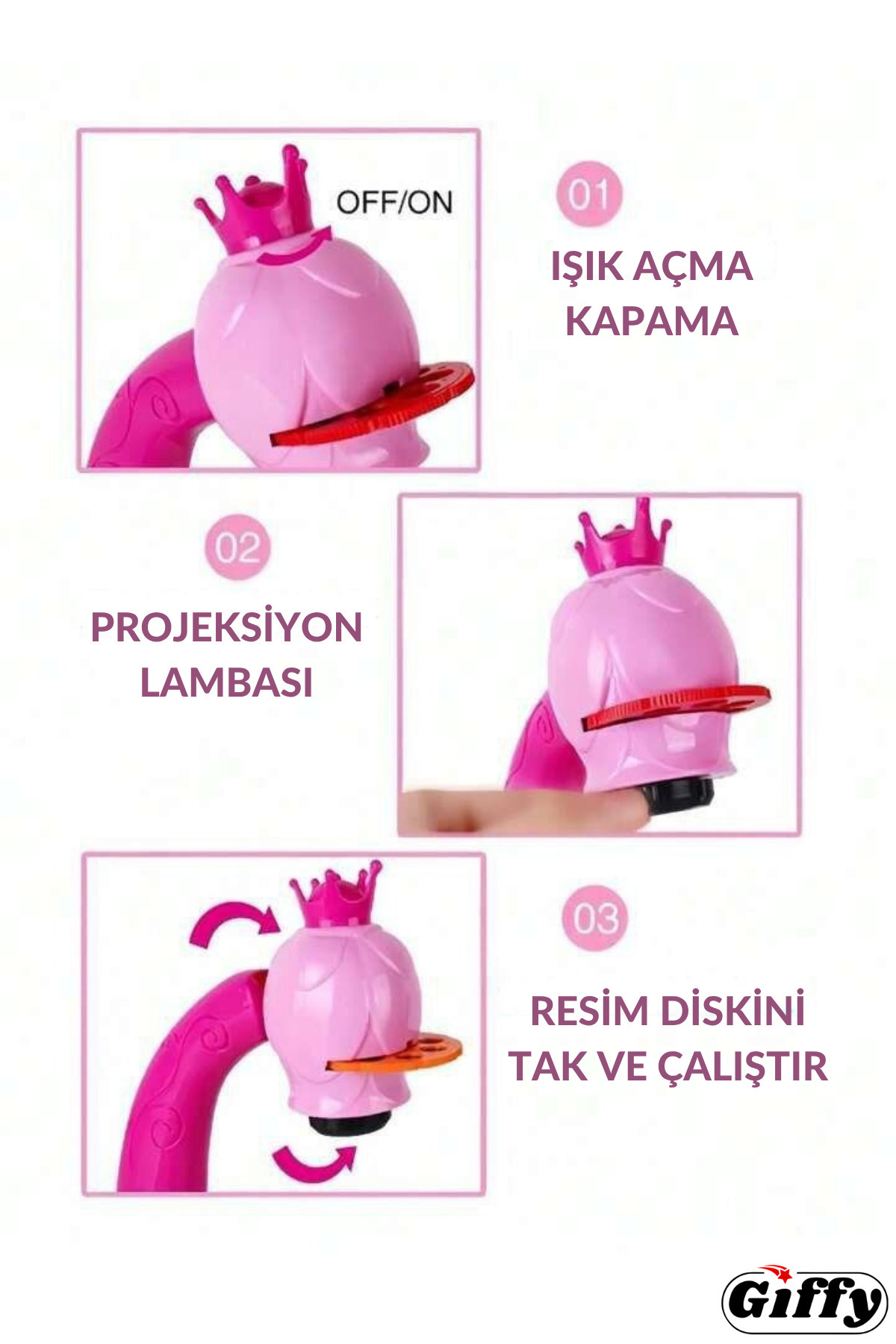 giffy Projektörlü İnteraktif Çizim Masası, Sesli Eğitici Çizim Kitabı Kalemleri ve Resim Diskleri HEDİYE fotoğrafı 4 (önizleme)