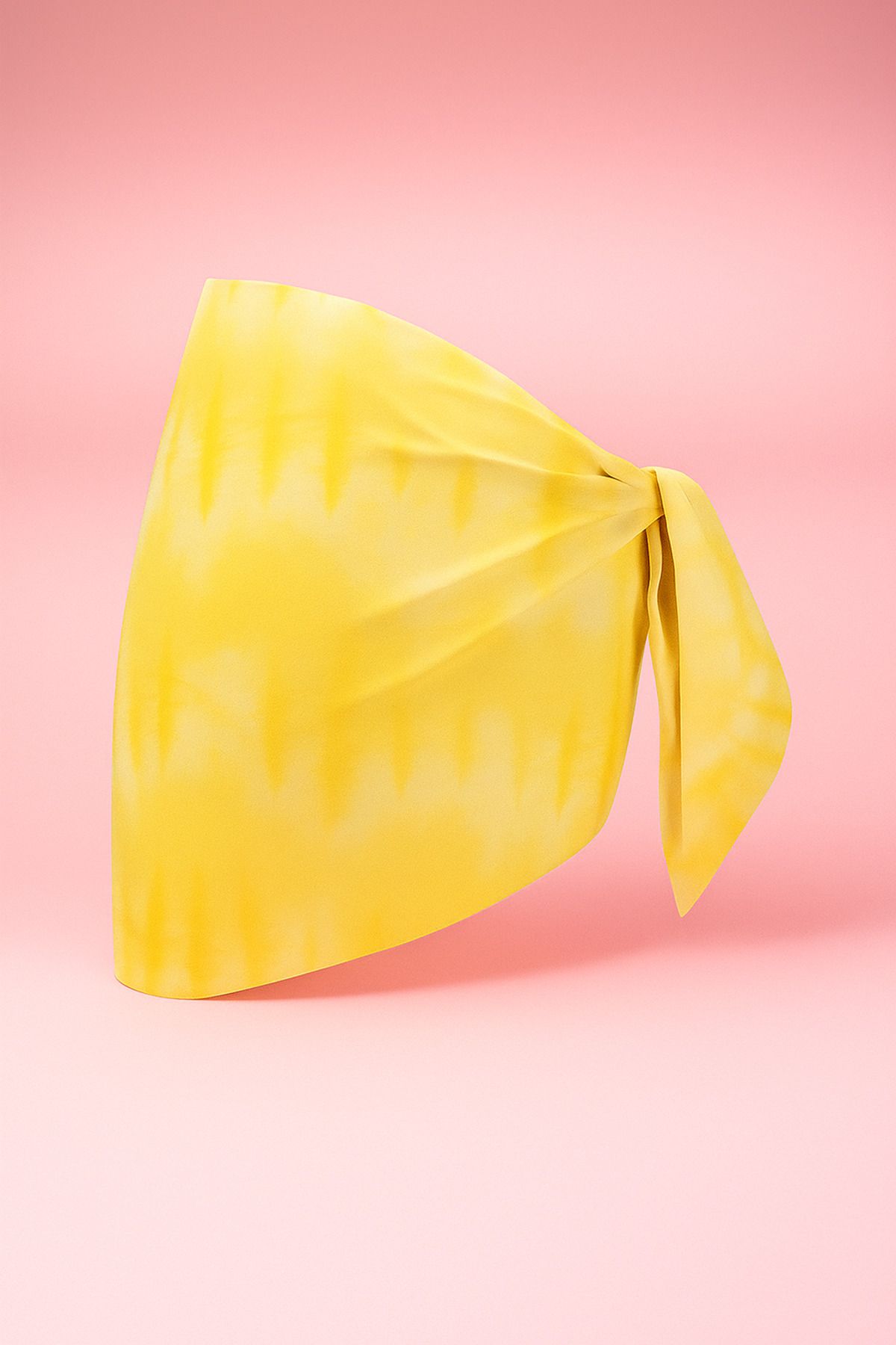 pistore Butter Yellow Batik Desenli Kısa Pareo Saten Kadın Plaj Elbisesi Yeni Sezon