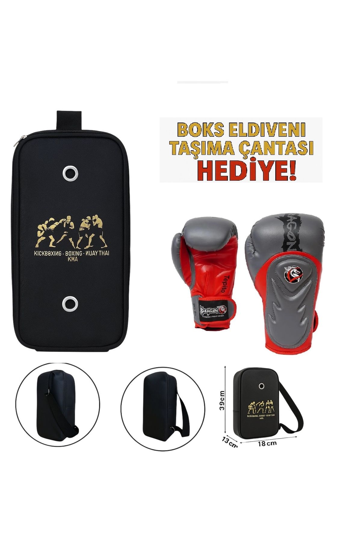Dragondo Tepito Boks Eldiveni Kick Boks Muay Thai Eldiveni ve Eldiven Taşıma Çantalı