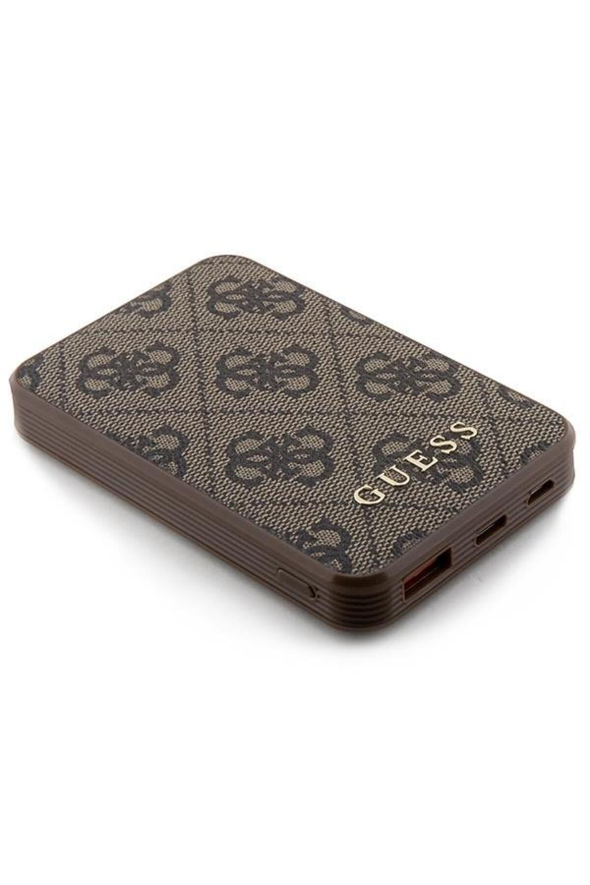 Guess-Guess external battery, 5000mAh, 15W, 1xUSB, 1xUSB-C, 1xMicroUSB, Battery indicator (Brown) 2