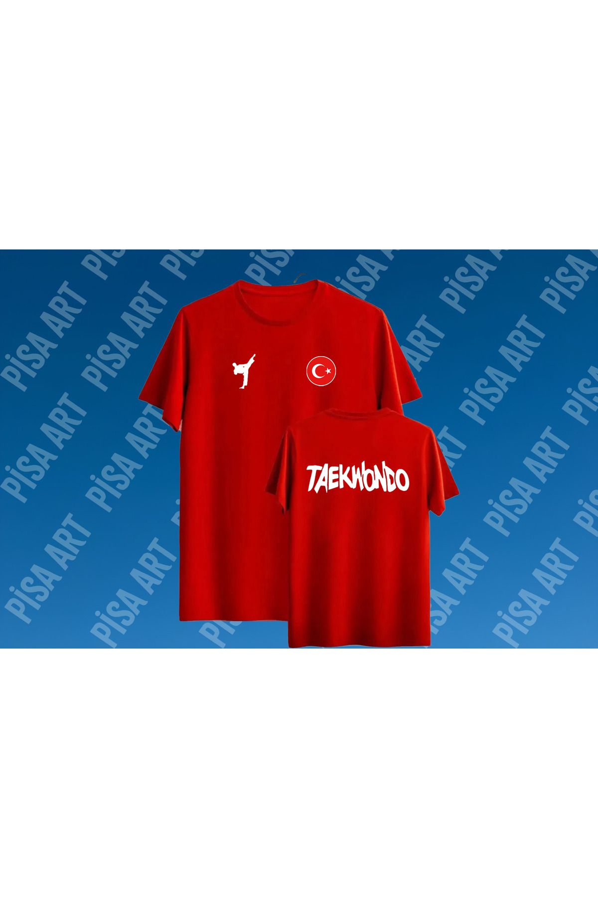 Pisa Art Taekwondo T-Shirt Unisex Yetişkin Ve Çocuk Kişiye Özel İsim Yazılır
