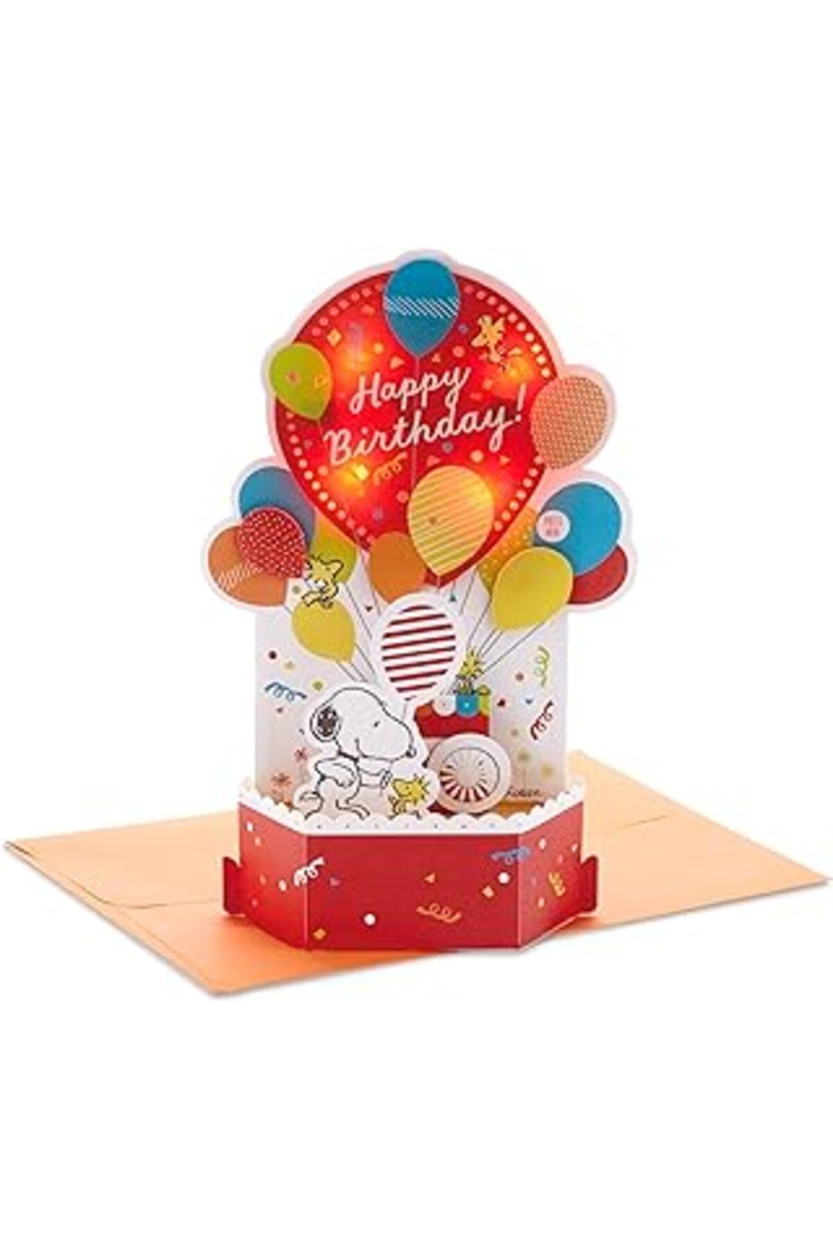 Pazarcan Hallmark Paper Wonder Peanuts Pop Up Müzikli Doğum Günü Kartı (Snoopy, Doğum Günü Balonları)