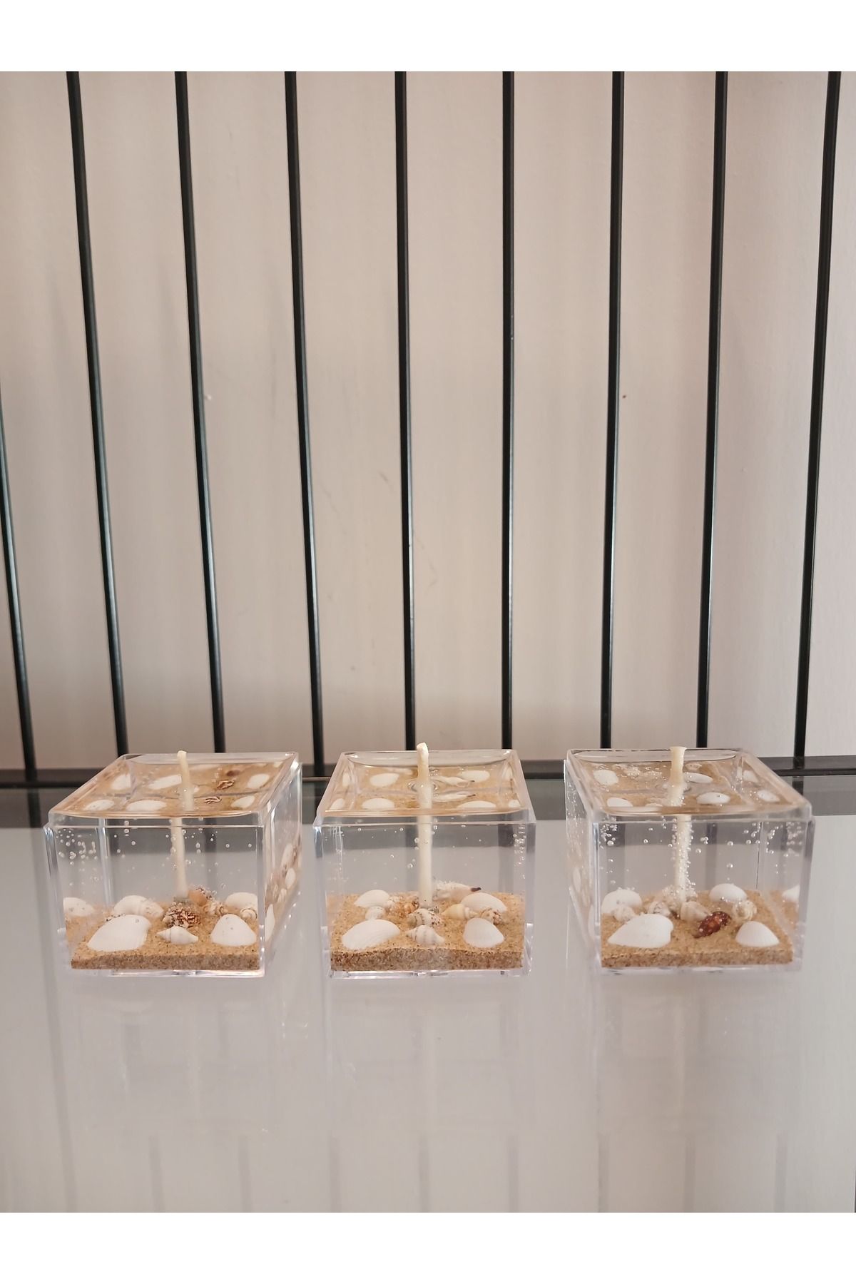 NF WEAR STORE Bozcaada Temalı Okyanus Kokulu 3'lü Set Dekoratif Kokulu Jel Mum