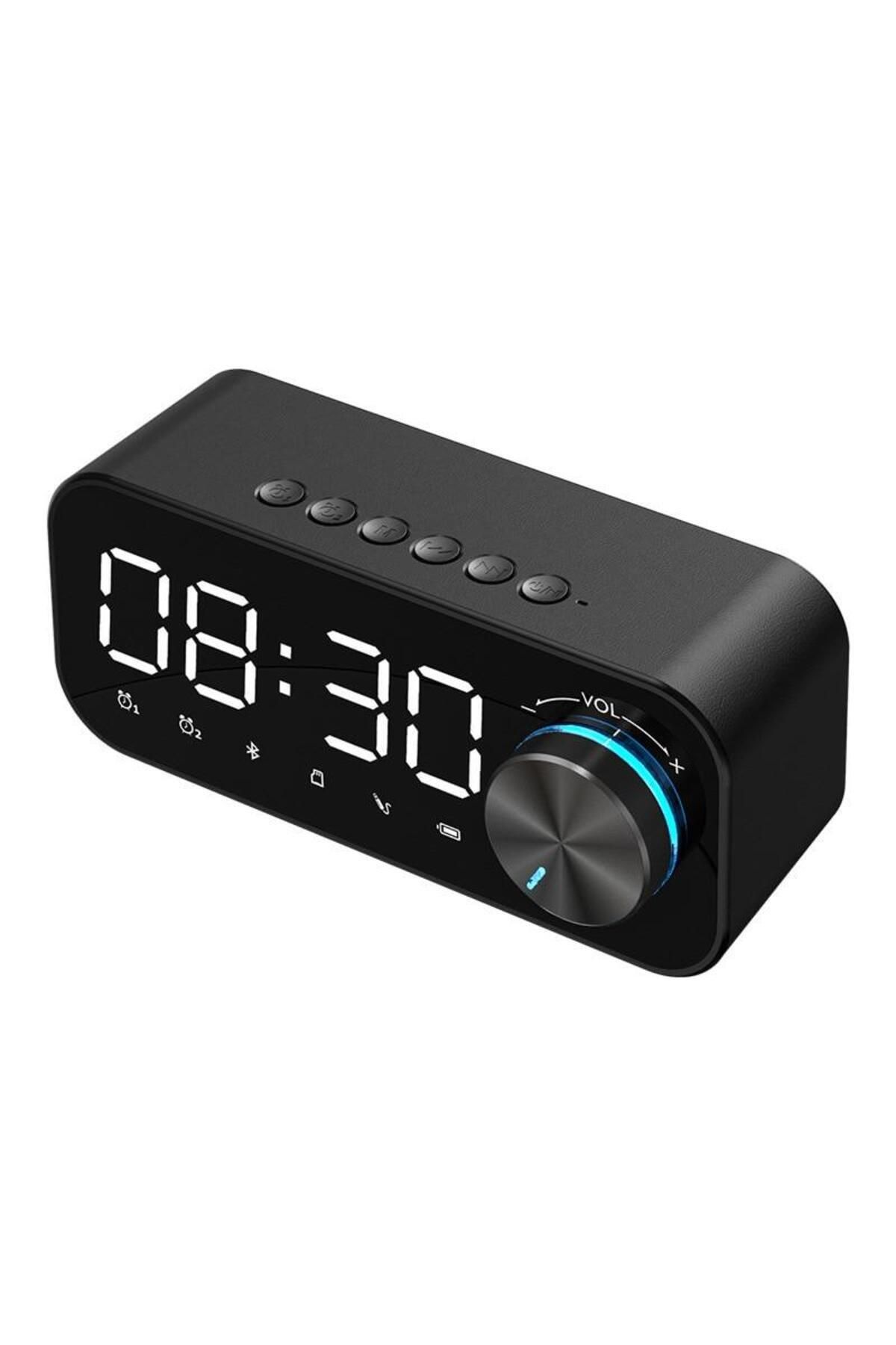 Elioure Şarjlı Bluetooth ve alarm özellikli, aynalı masa saati, şık ve kullanışlı tasarım