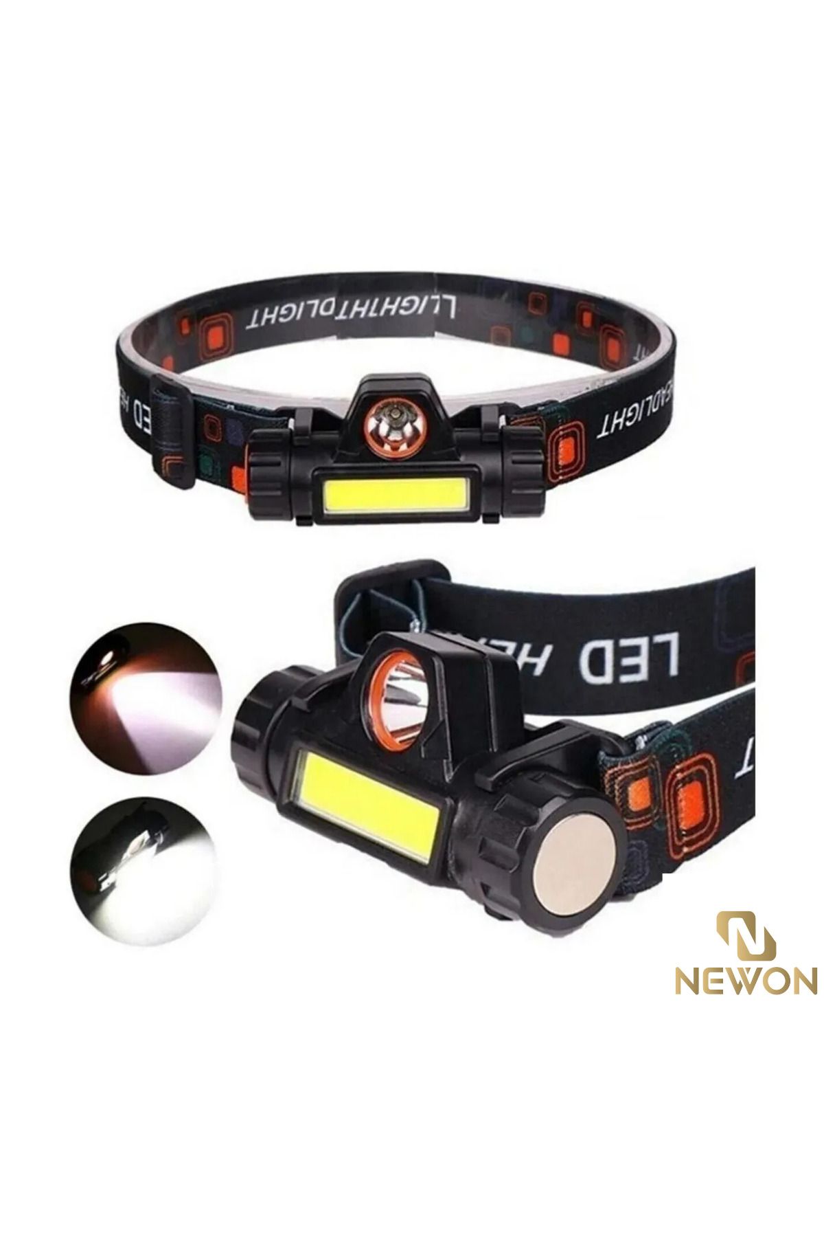 Newon Kafa Feneri Şarjlı Mıknatıslı Lityum Lion Pilli 1200 Lümen Cob Led Kafa Lambası Çalışma Lambası