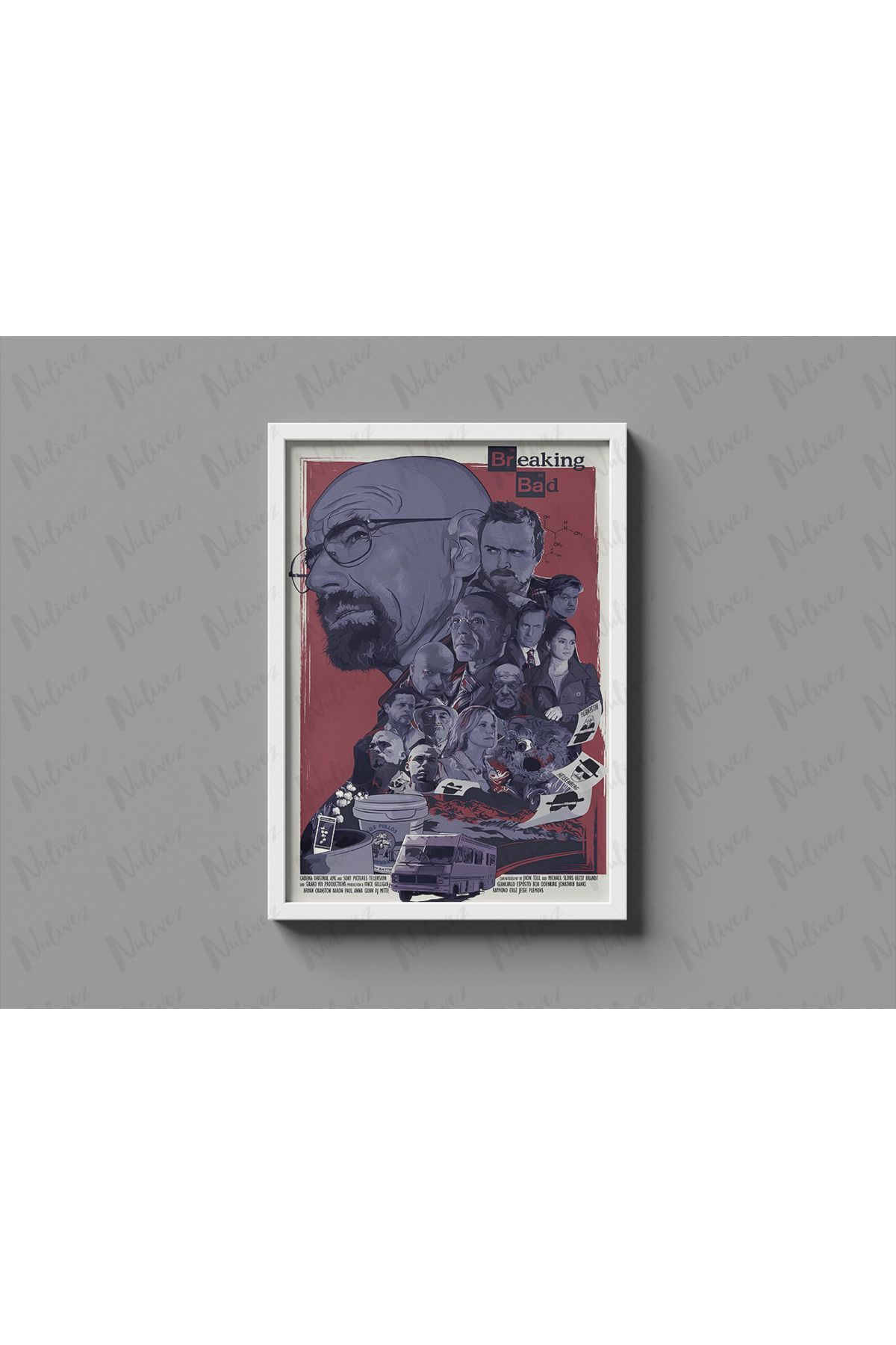 Nulivez Çerçeveli, Breaking Bad Tasarımlı Dekoratif Tablo, 300 Micron Antireflecte Korumalı Tablo