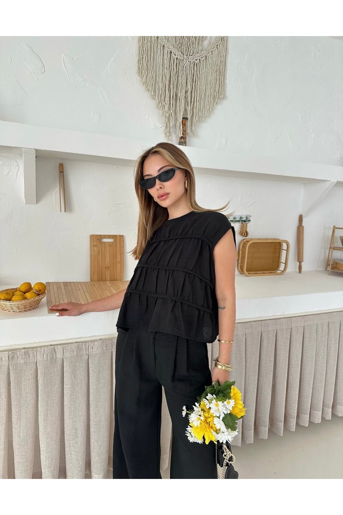 Luxvestimante Kadın Yazlık Keten İkili Klasik Takım