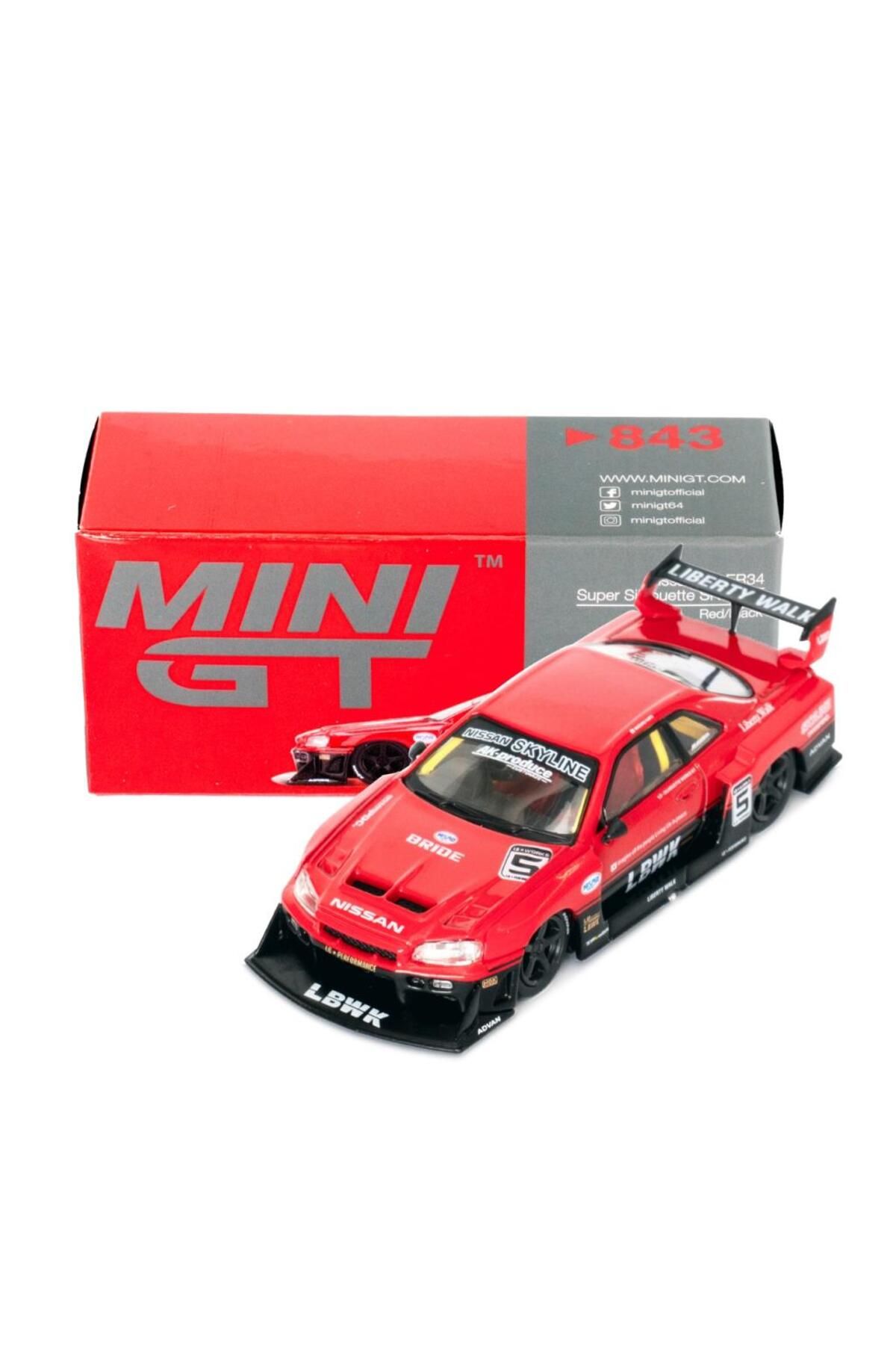 mini gt 843 Nissan LB-ER34 SKYLINE Kırmızı/Siyah 1/64 Model Araba