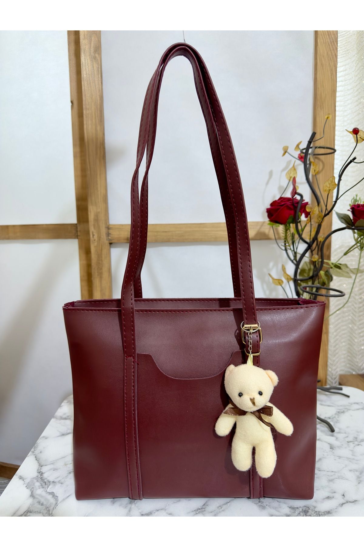 Liva style Kadın Bordo Suni Deri El & Omuz Çantası – Yeni Sezon Liva Style