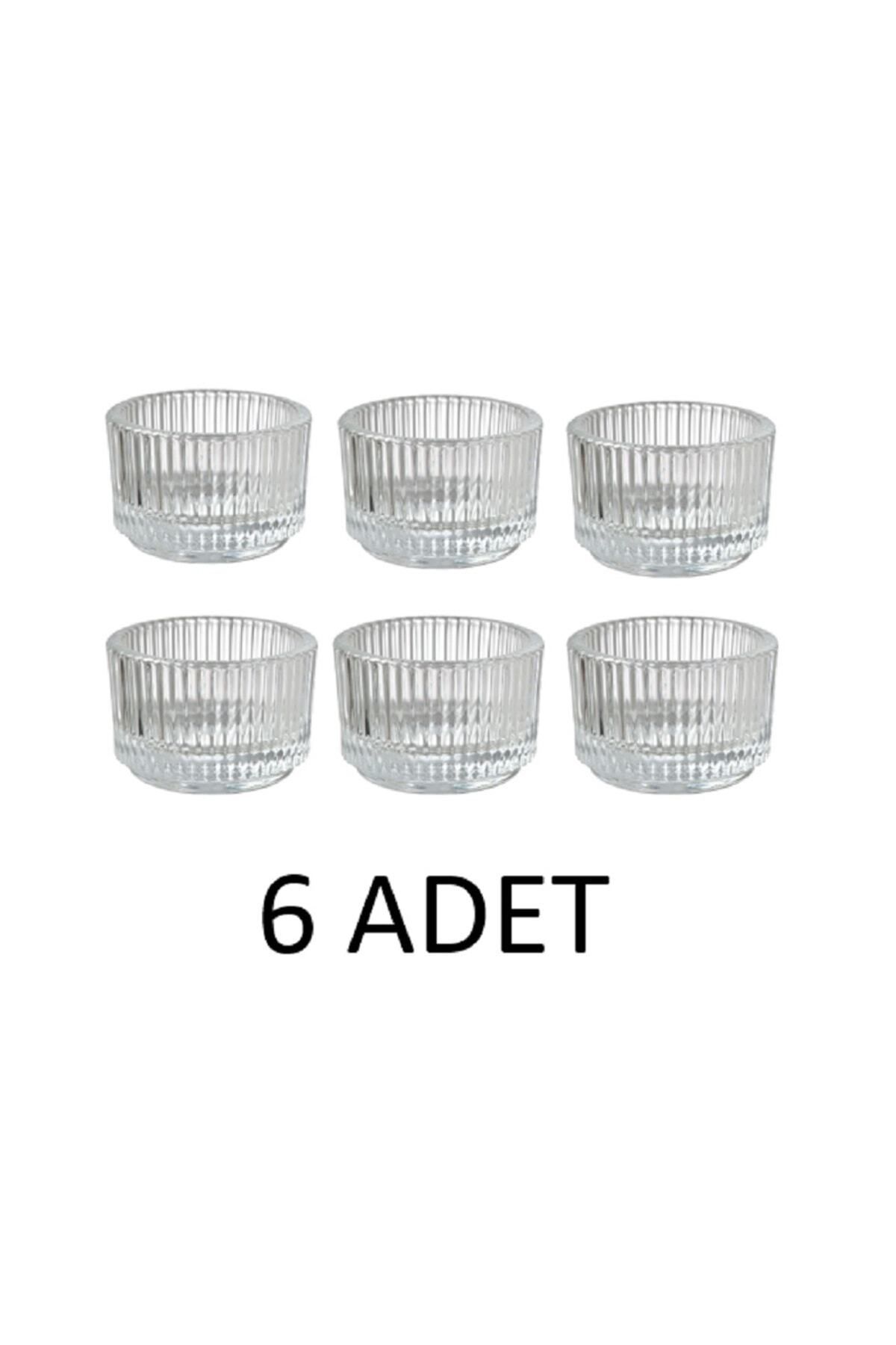 Saatistan Saydam cam mumluk seti, şık ve sade dekoratif aydınlatma 6'lı paket