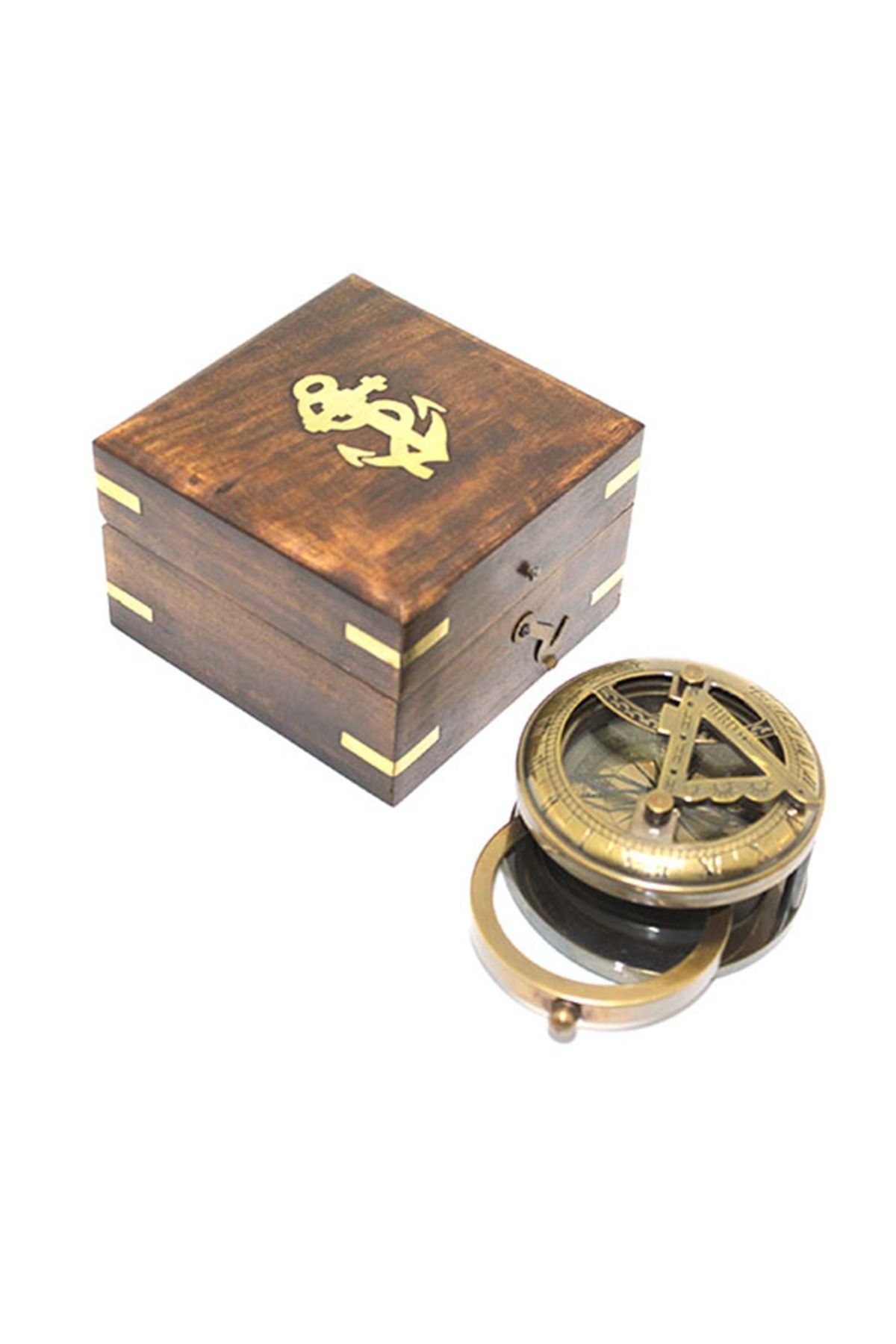 Store Ahşap Kutulu Pirinç Pusula 7*4 Cm
