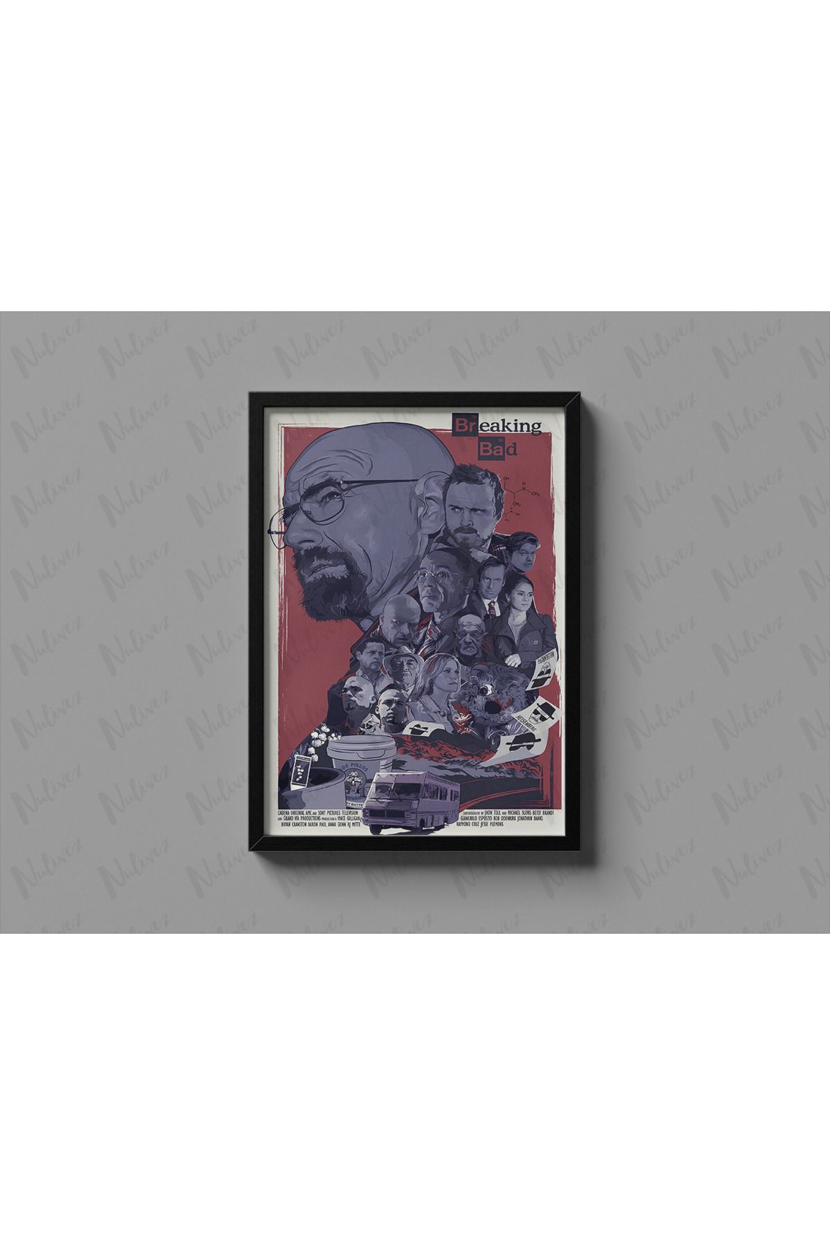 Nulivez Çerçeveli, Breaking Bad Tasarımlı Dekoratif Tablo, 300 Micron Antireflecte Korumalı Tablo