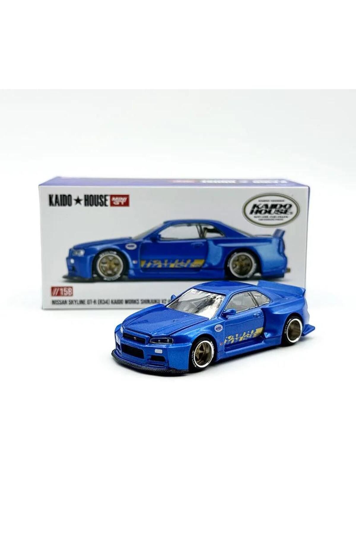 mini gt 158 Kaido House Nissan Skyline GT-R (R34) Kaido Works (V2 Aero) SHINJUKU V2 1/64 Model Araba