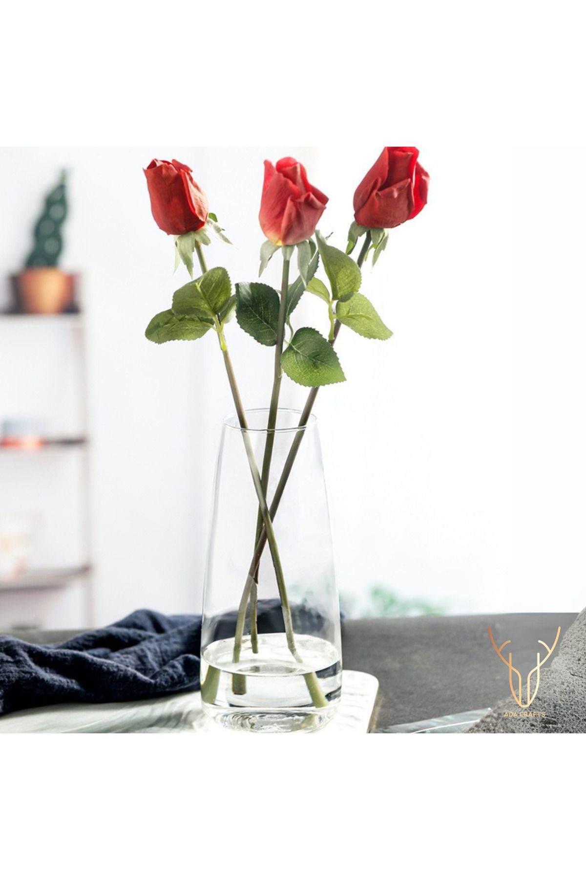 Ada Crafts SIMPLE PAMPAS ŞEFFAF CAM VAZO