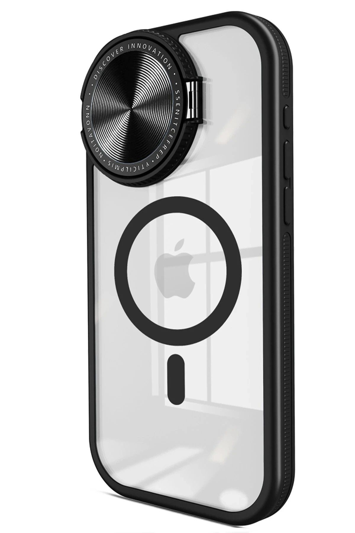 CepteToptan Newface iPhone 14 Kılıf Teleskop Lens Magsafe Silikon Kapak - Siyah