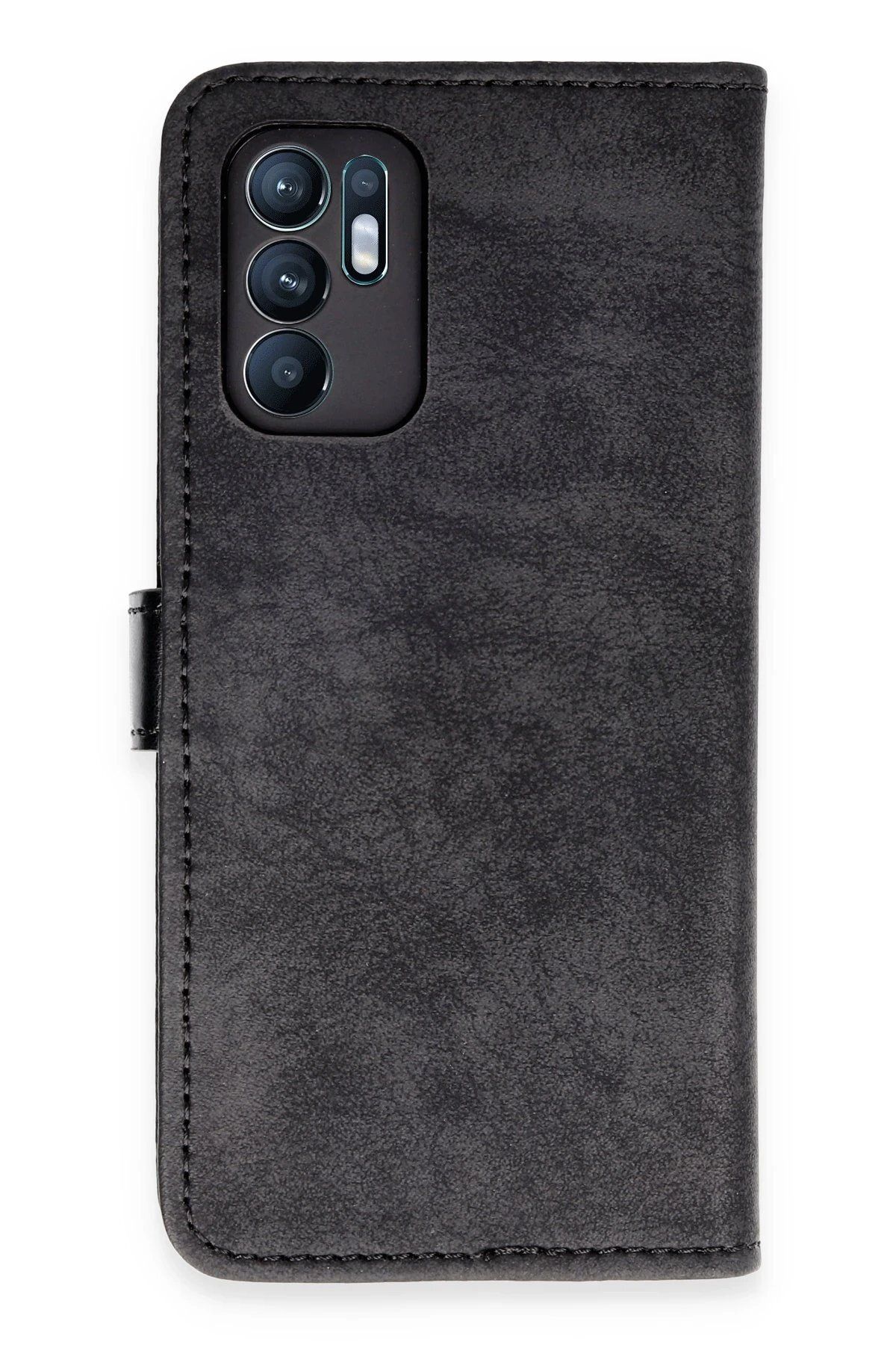 CepteToptan Newface Oppo Reno 6 Kılıf Trend S Plus Kapaklı Kılıf - Siyah