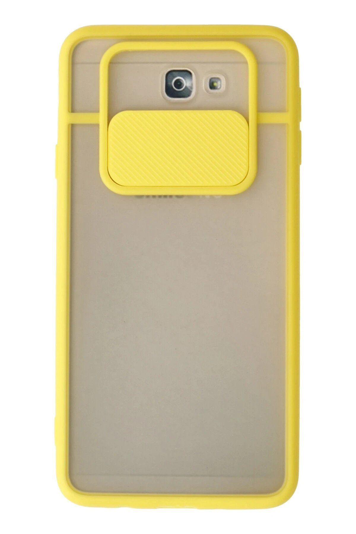 CepteToptan Newface Samsung Galaxy J7 Prime Kılıf Palm Buzlu Kamera Sürgülü Silikon - Sarı