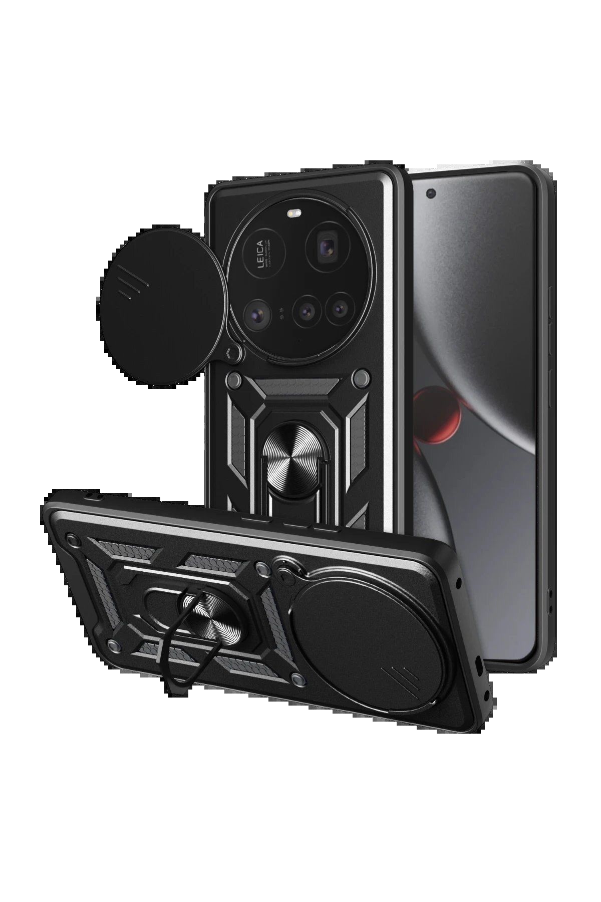 CepteToptan Newface Xiaomi Mi 15 Ultra Kılıf Pars Lens Yüzüklü Silikon - Siyah