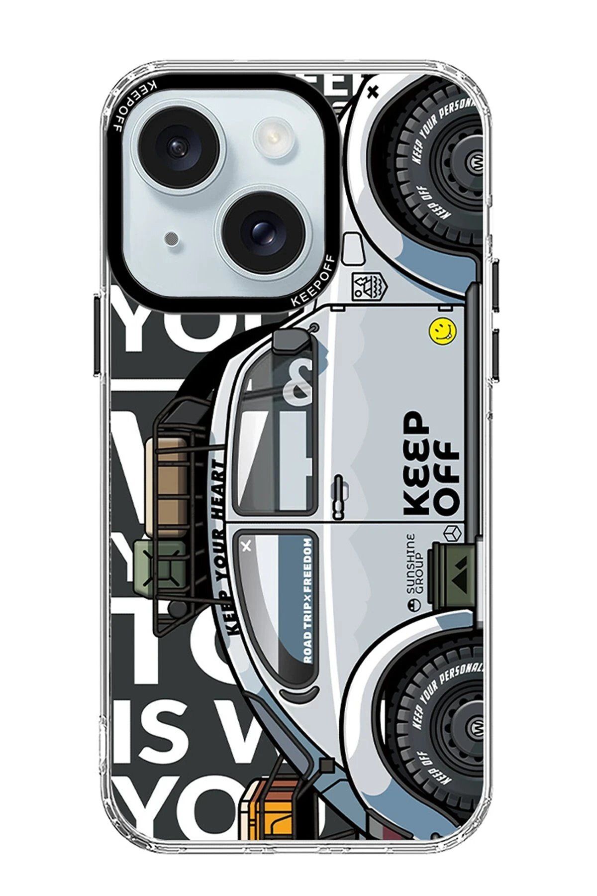 CepteToptan Keep Off iPhone 15 Cross Country Travel Magsafe Kapak - Snow