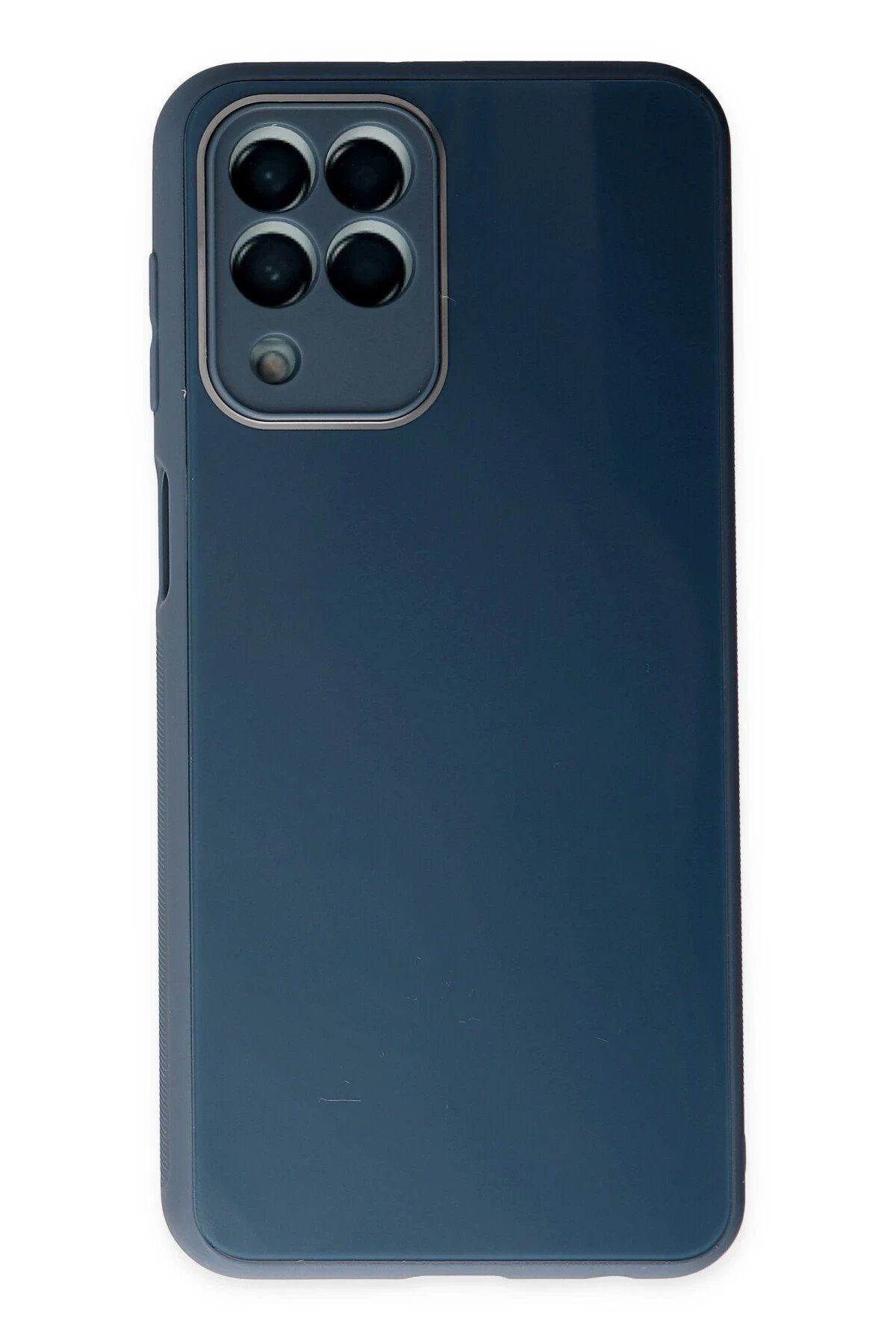 CepteToptan Newface Samsung Galaxy M33 Kılıf Glass Kapak - Mavi