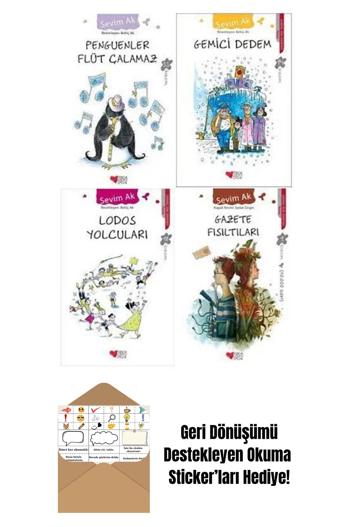 Can Yayınları Sevim Ak 4 Kitap Set + Okuma Sticker'ları