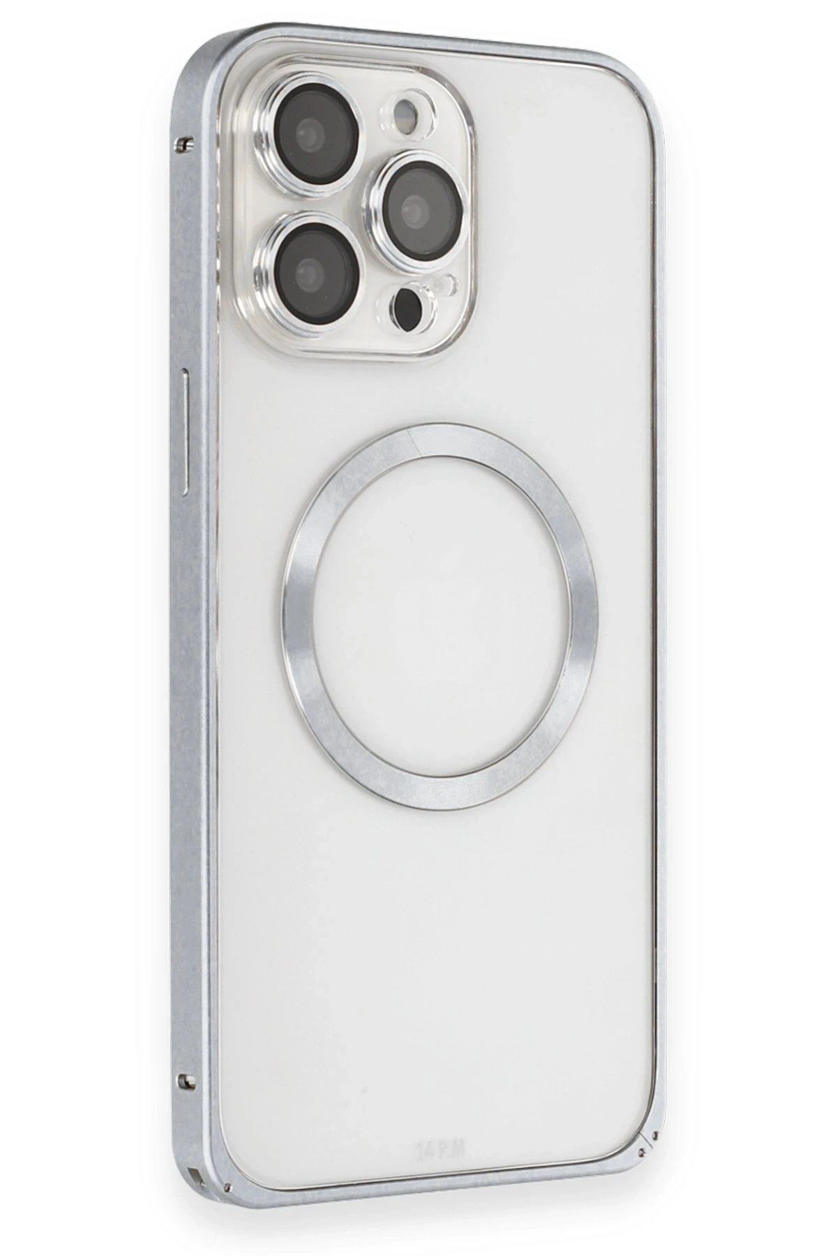 Joko iPhone 15 Pro Kılıf Metal Bumper Magneticsafe Kapak - Gri