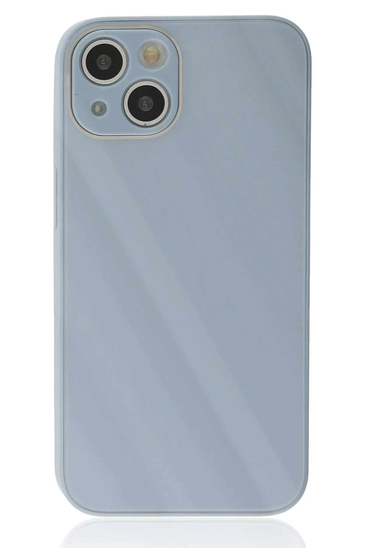 CepteToptan Newface iPhone 14 Plus Kılıf Glass Kapak - Sky Blue