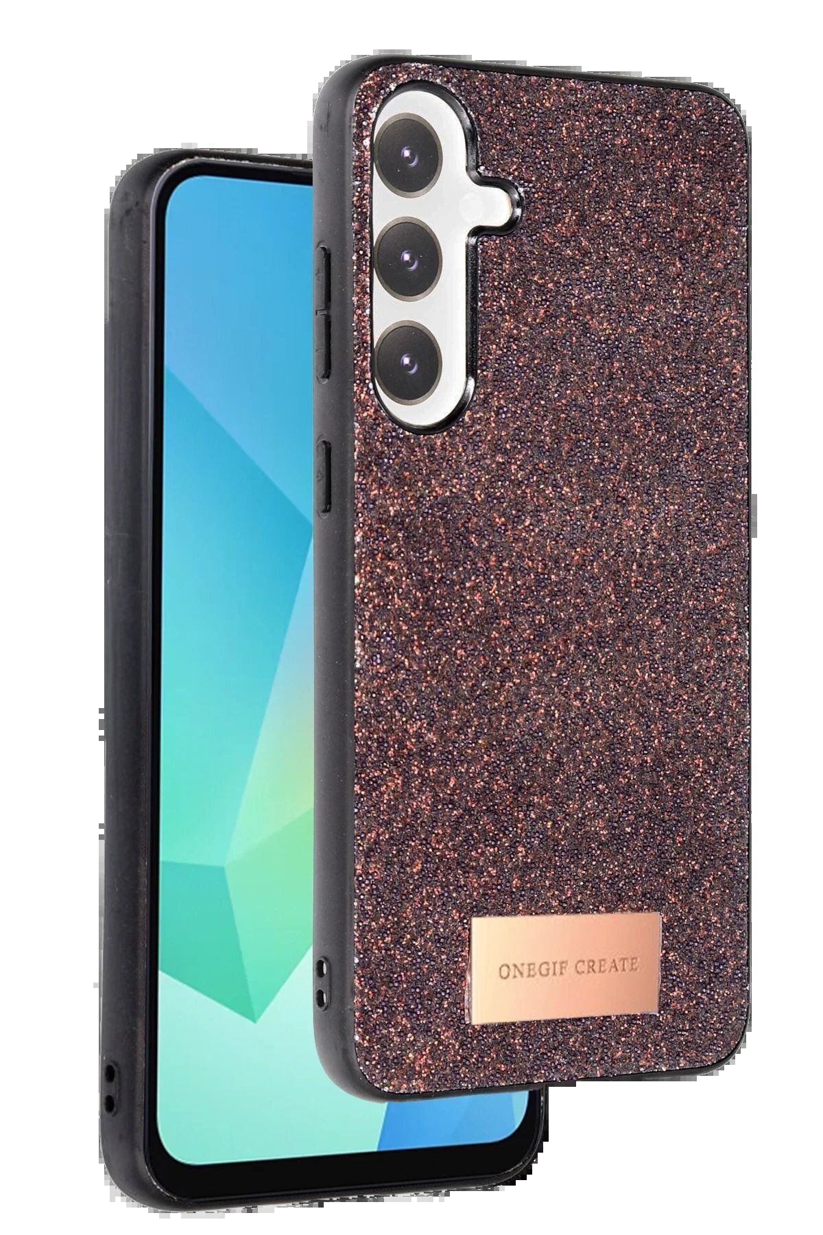 CepteToptan Onegif Samsung Galaxy S24 FE Bright Simli Kapak - Derin Mor