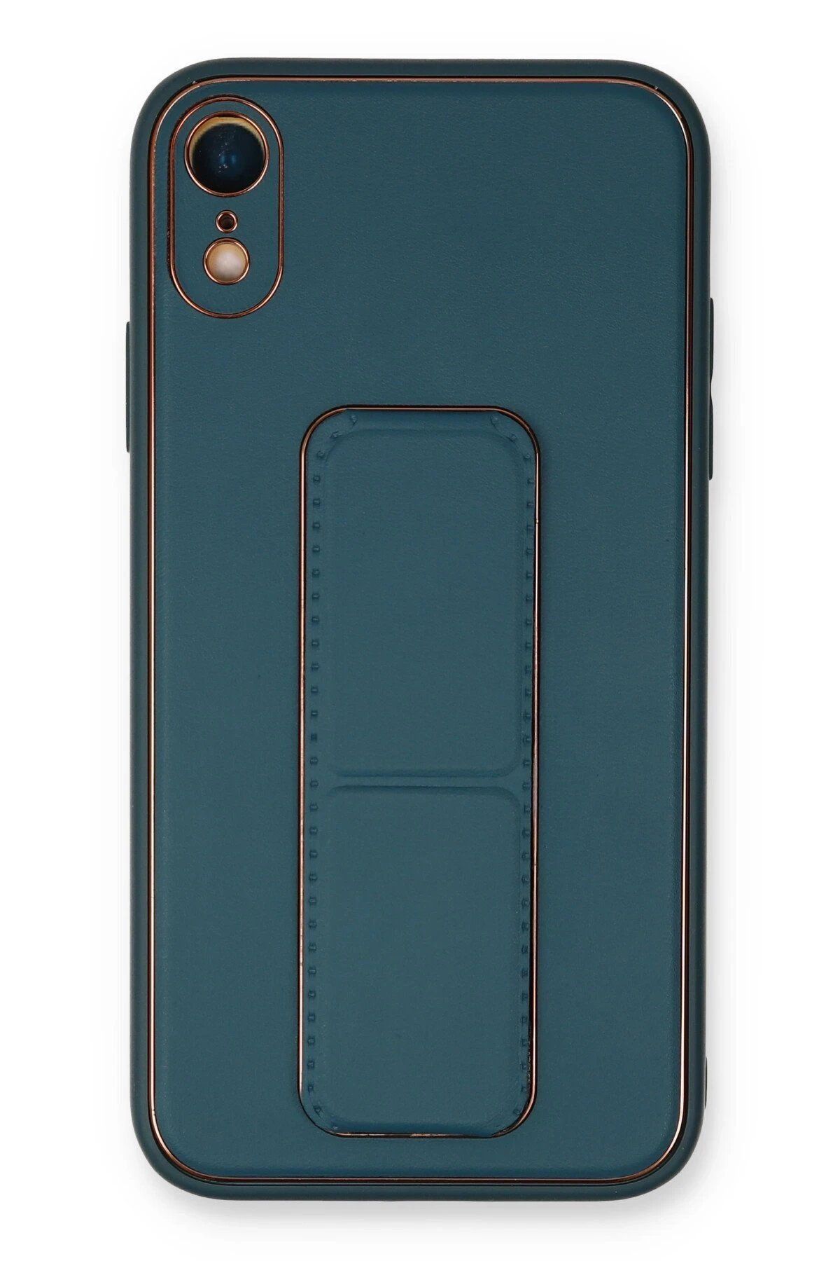 CepteToptan Newface iPhone XR Kılıf Coco Deri Standlı Kapak - Mavi