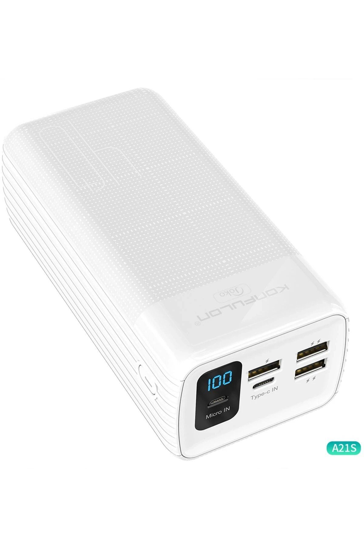 CepteToptan Konfulon A21S Led Işıklı Powerbank 40.000 mAh - Beyaz