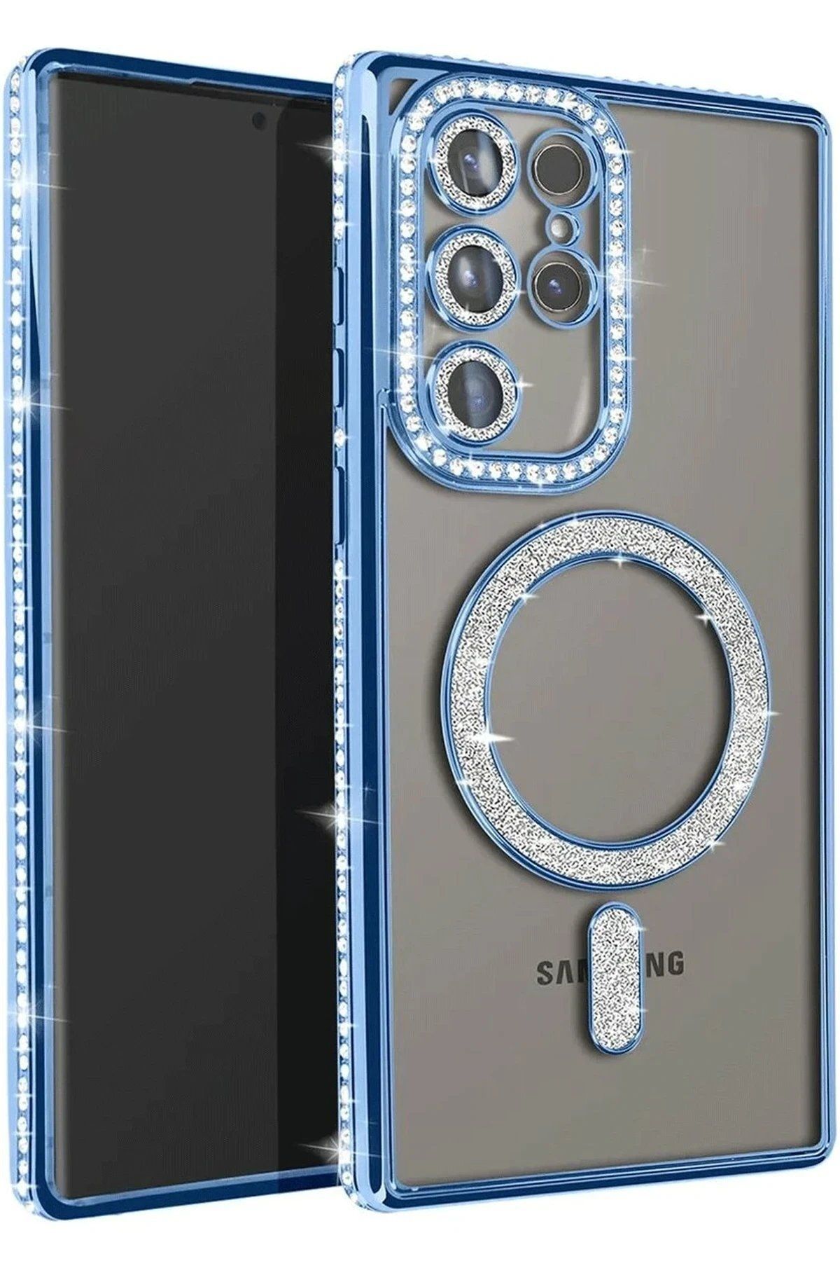 CepteToptan Newface Samsung Galaxy S23 Ultra Joke Simli Magneticsafe Kılıf - Mavi