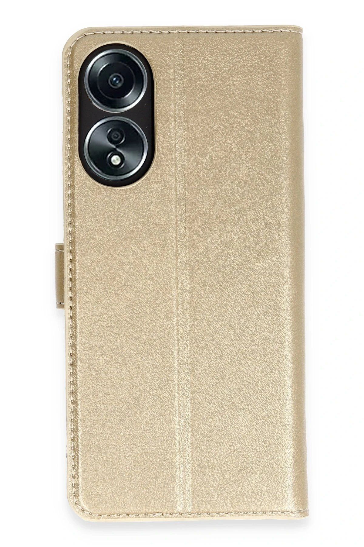 CepteToptan Newface Oppo A58 Kılıf Trend S Plus Kapaklı Kılıf - Gold
