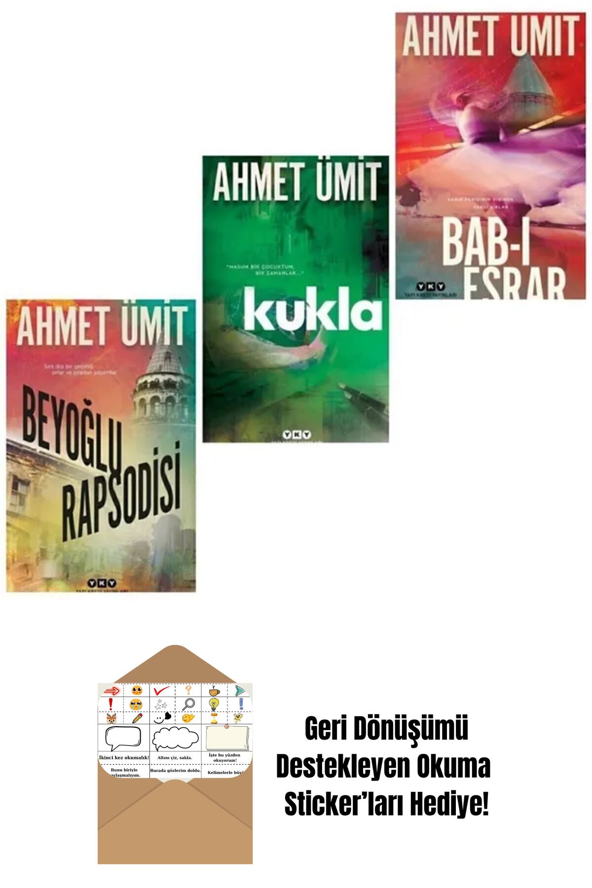 Yapı Kredi Yayınları Beyoğlu Rapsodisi - Bab-ı Esrar - Kukla, Ahmet Ümit 3 Kitap + Okuma Sticker'ları