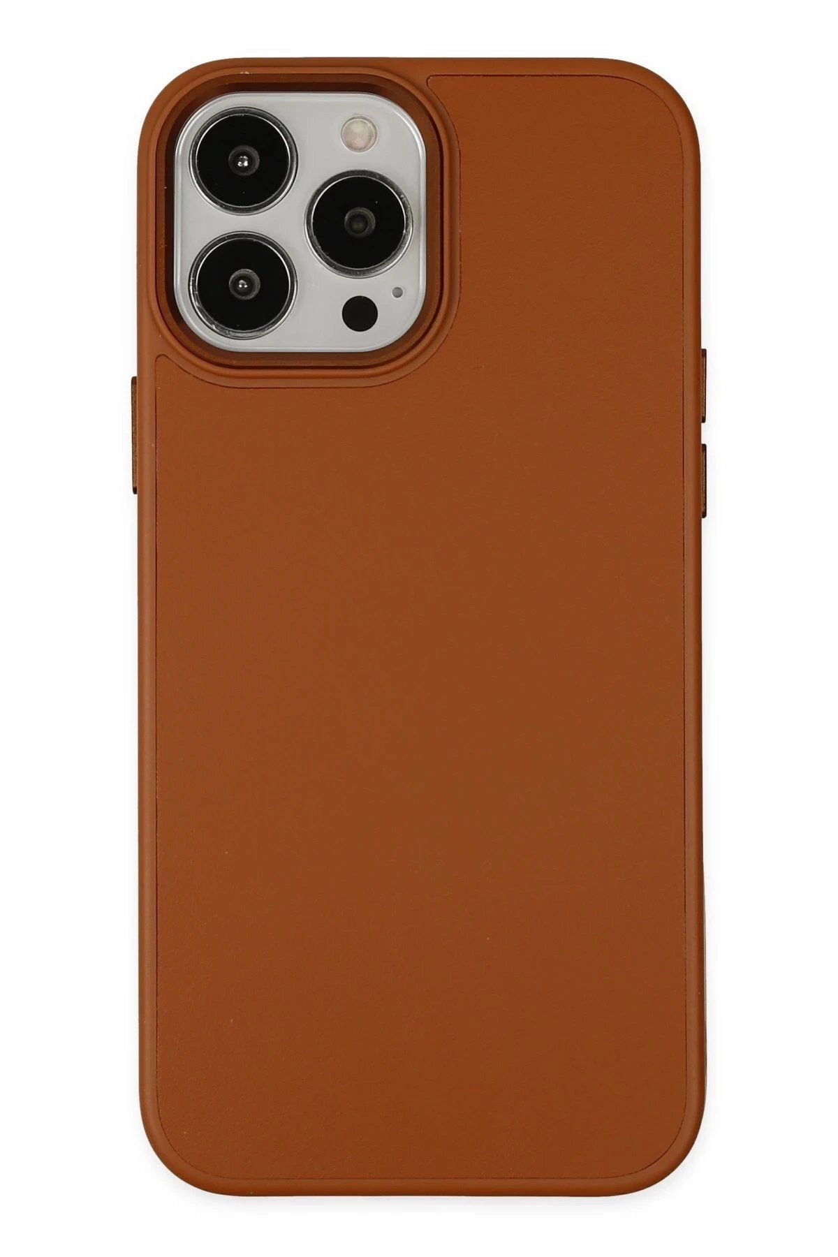 CepteToptan Newface iPhone 13 Pro Max Kılıf Asya Deri Silikon - Kahverengi