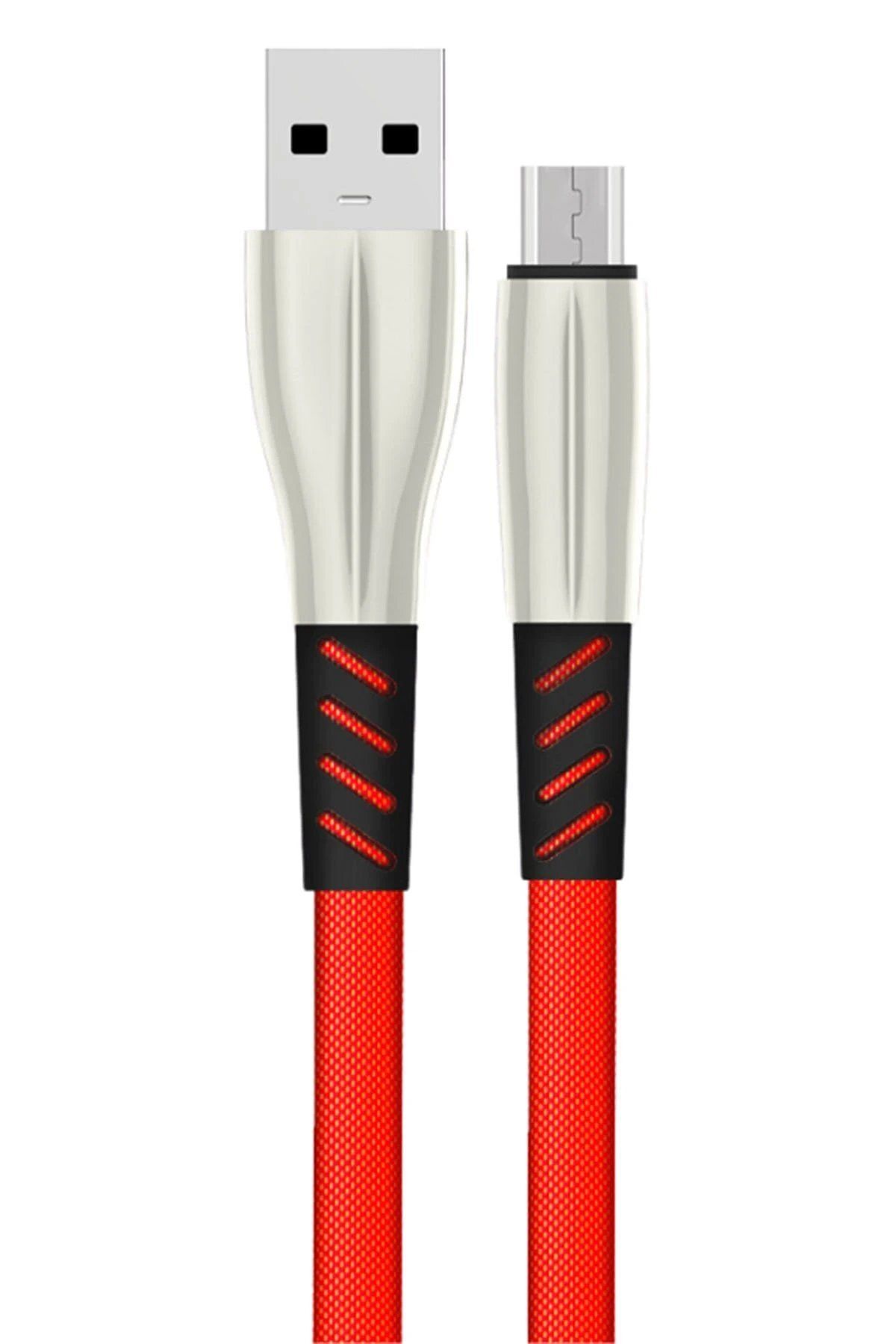 CepteToptan Konfulon S88 Metal Uçlu Micro USB Kablo 1M 2.4A - Kırmızı