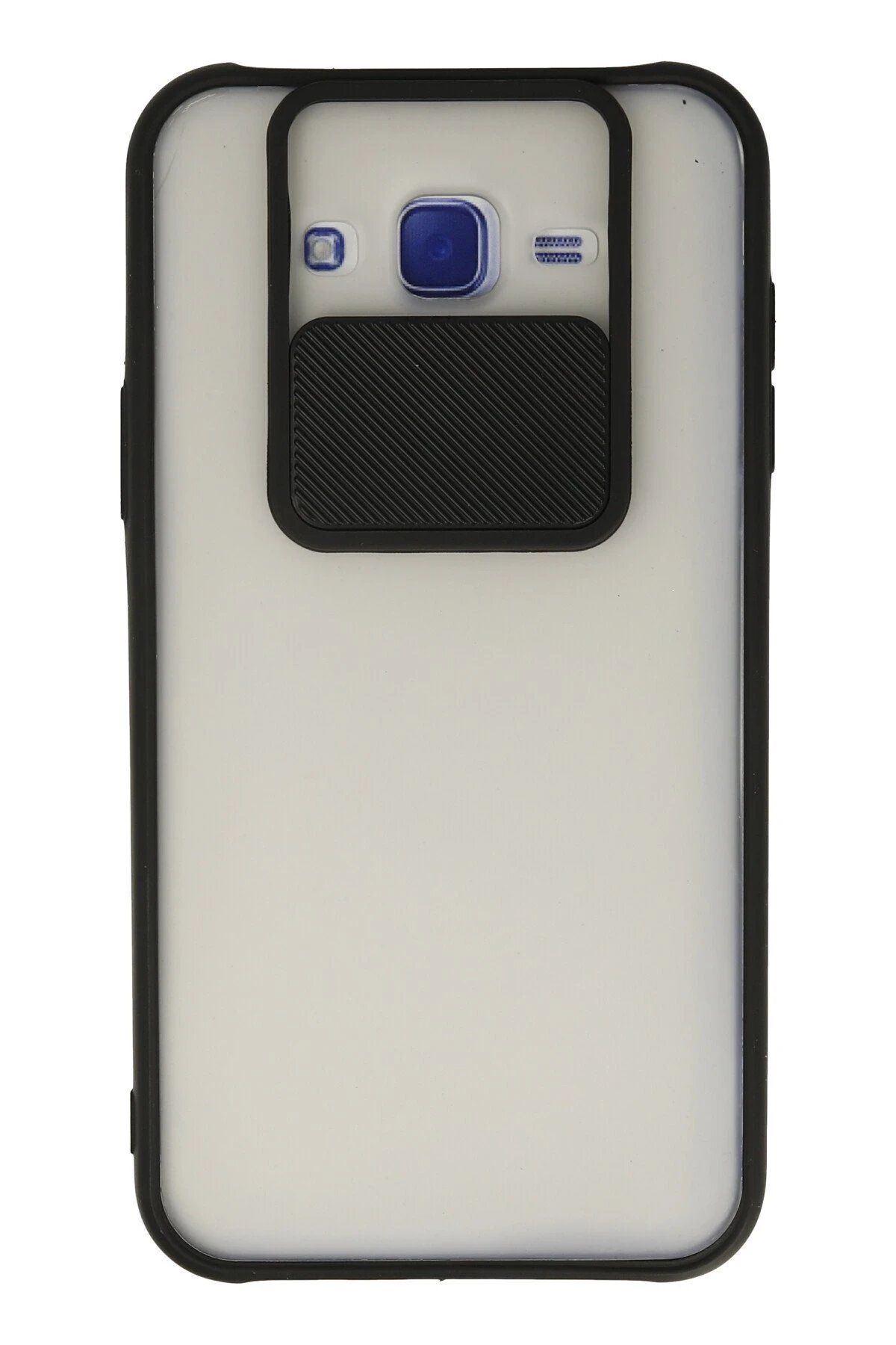 CepteToptan Newface Samsung Galaxy J7 Kılıf Palm Buzlu Kamera Sürgülü Silikon - Siyah