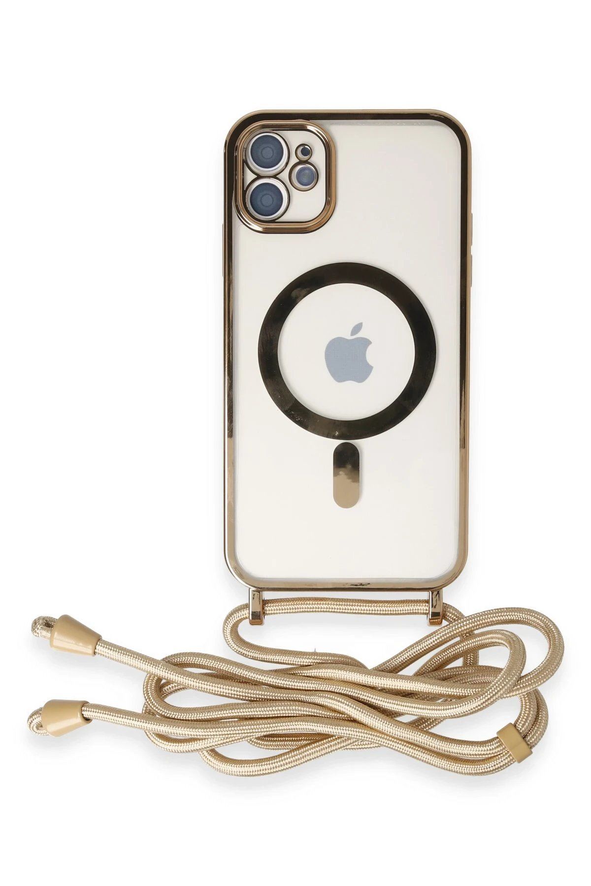 CepteToptan Newface iPhone 11 Kılıf Divo Lazer Askılı Magsafe Kapak - Gold