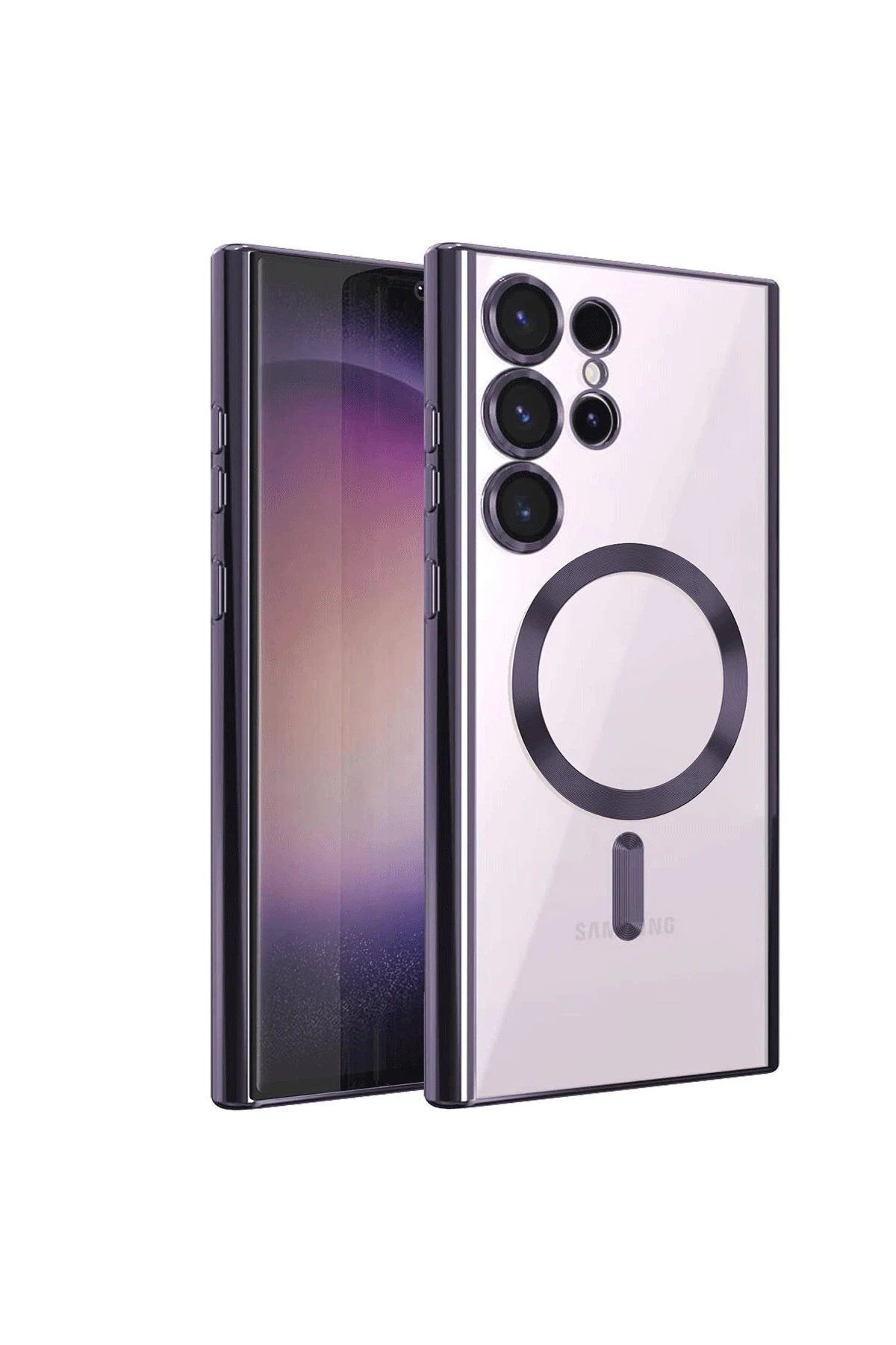CepteToptan Newface Samsung Galaxy S22 Ultra Kılıf Kross Magneticsafe Kapak - Mor