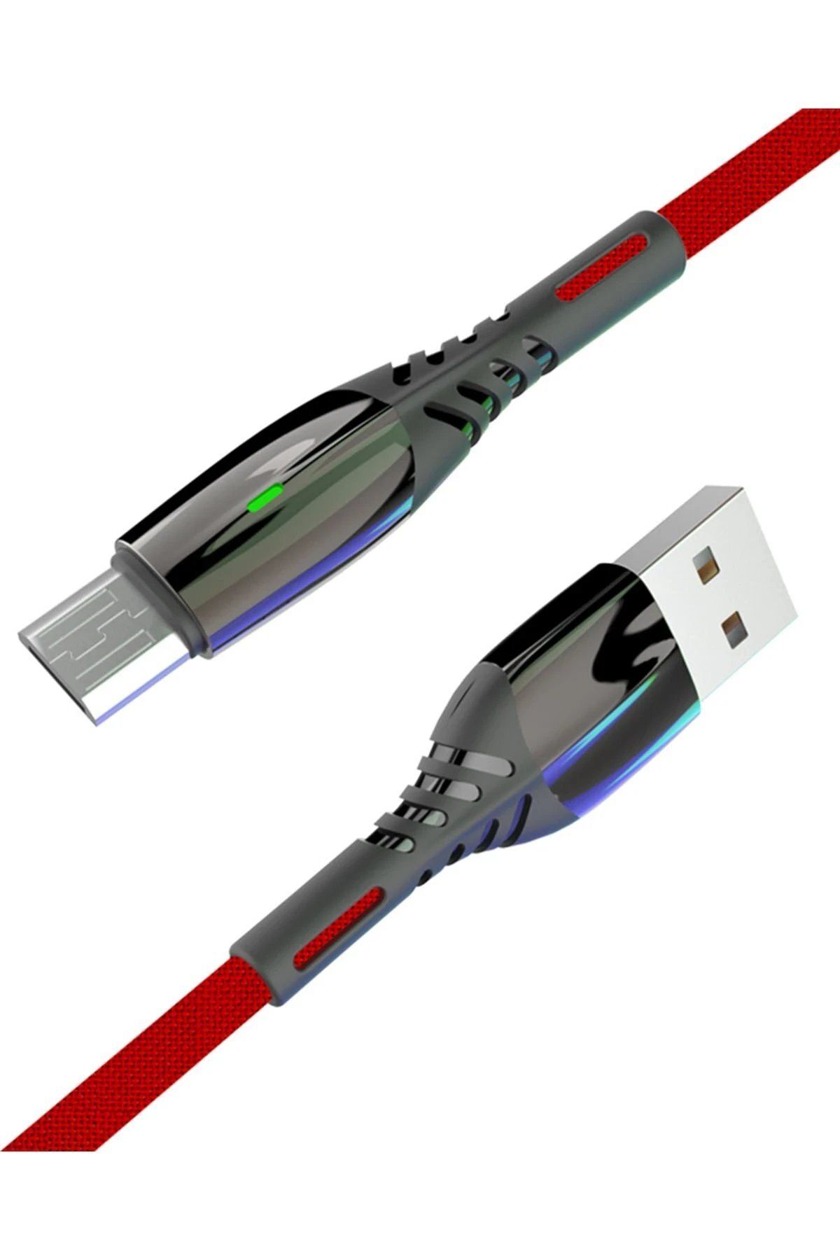 CepteToptan Konfulon S91 Ledli Micro USB Kablo 1M 2.4A - Kırmızı