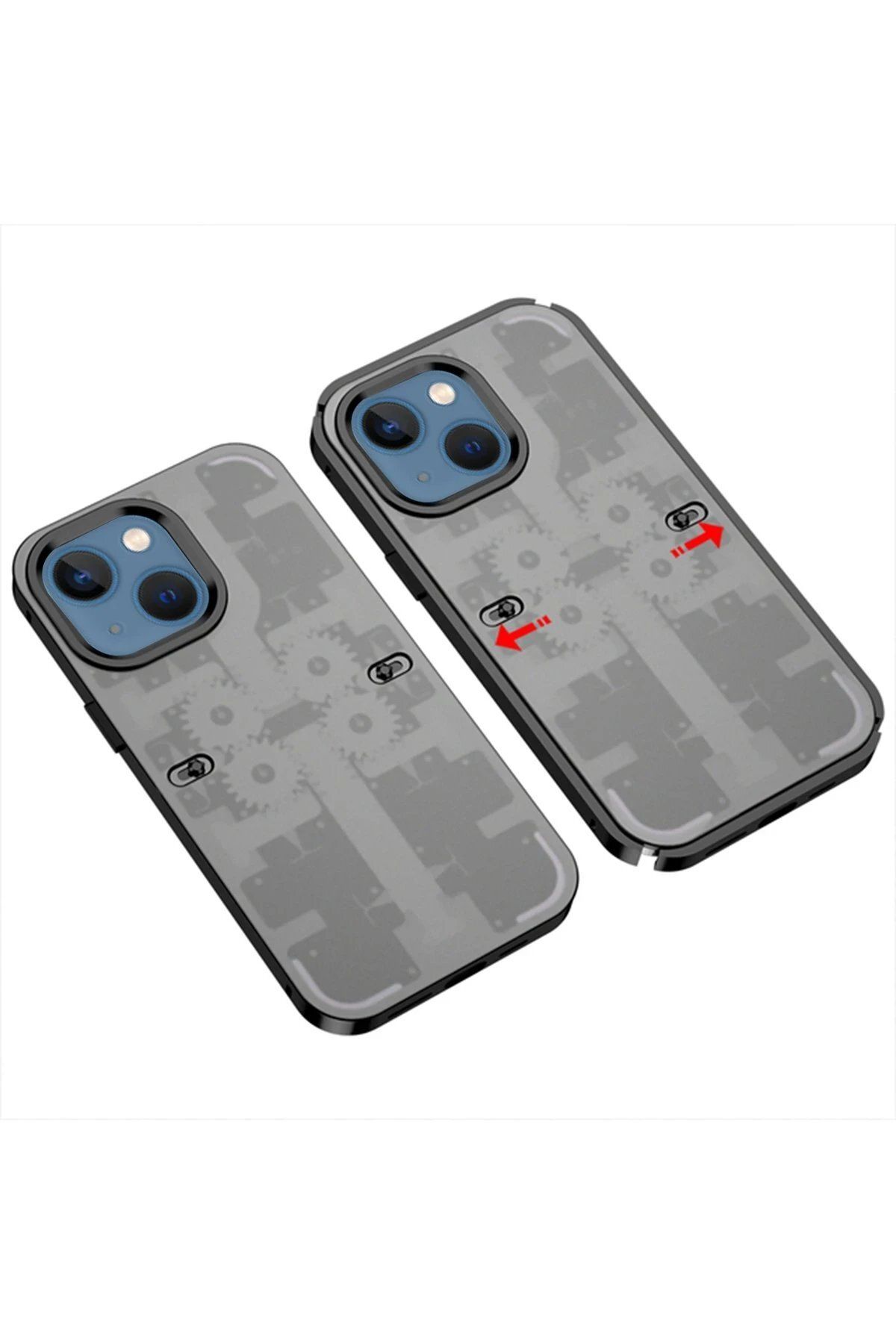 CepteToptan Newface iPhone 14 Kılıf Mekanik Bumper Kapak - Siyah