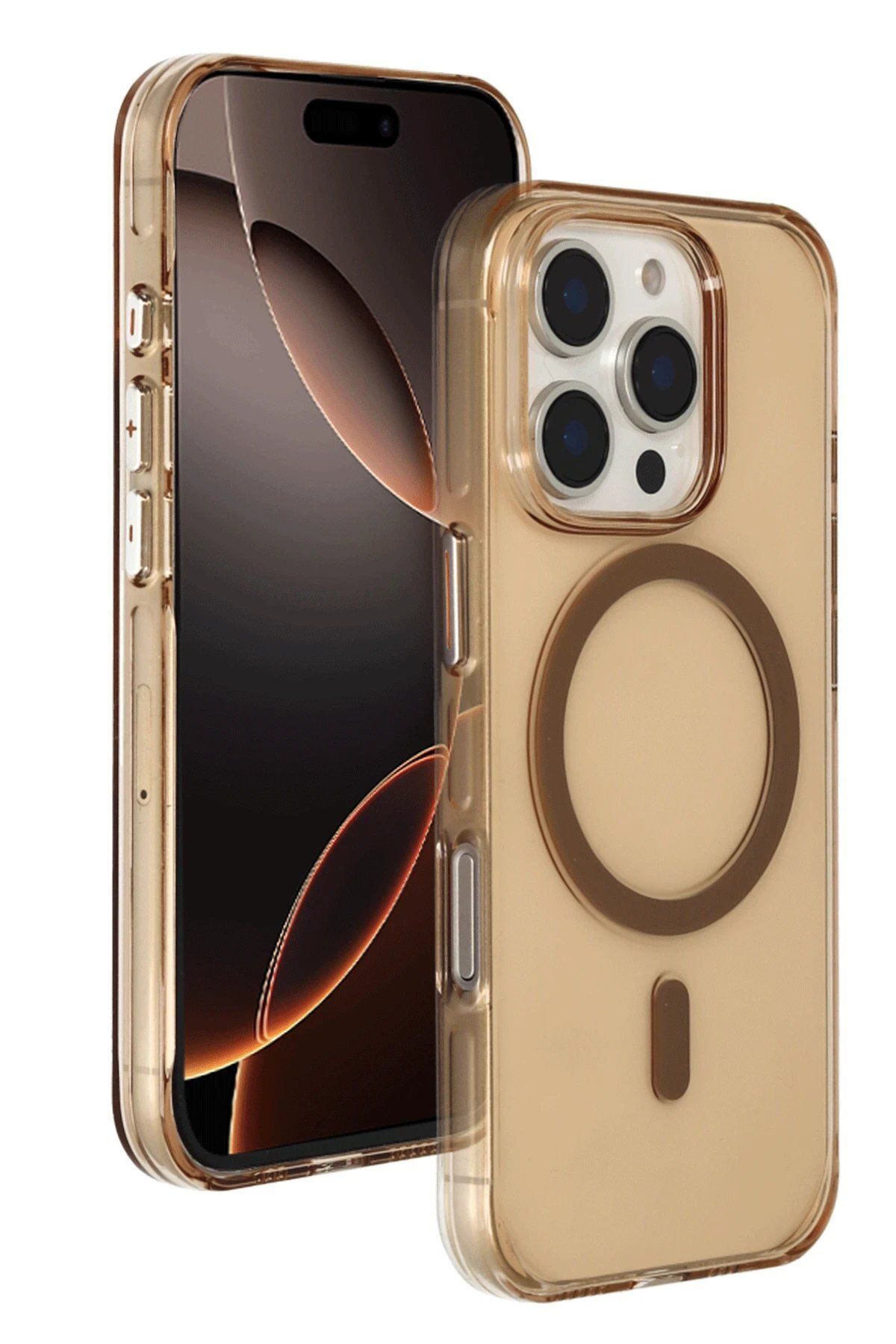 CepteToptan Joko iPhone 16 Pro Max Gleam PC Sert Magsafe Kılıf - Şeffaf-Gold