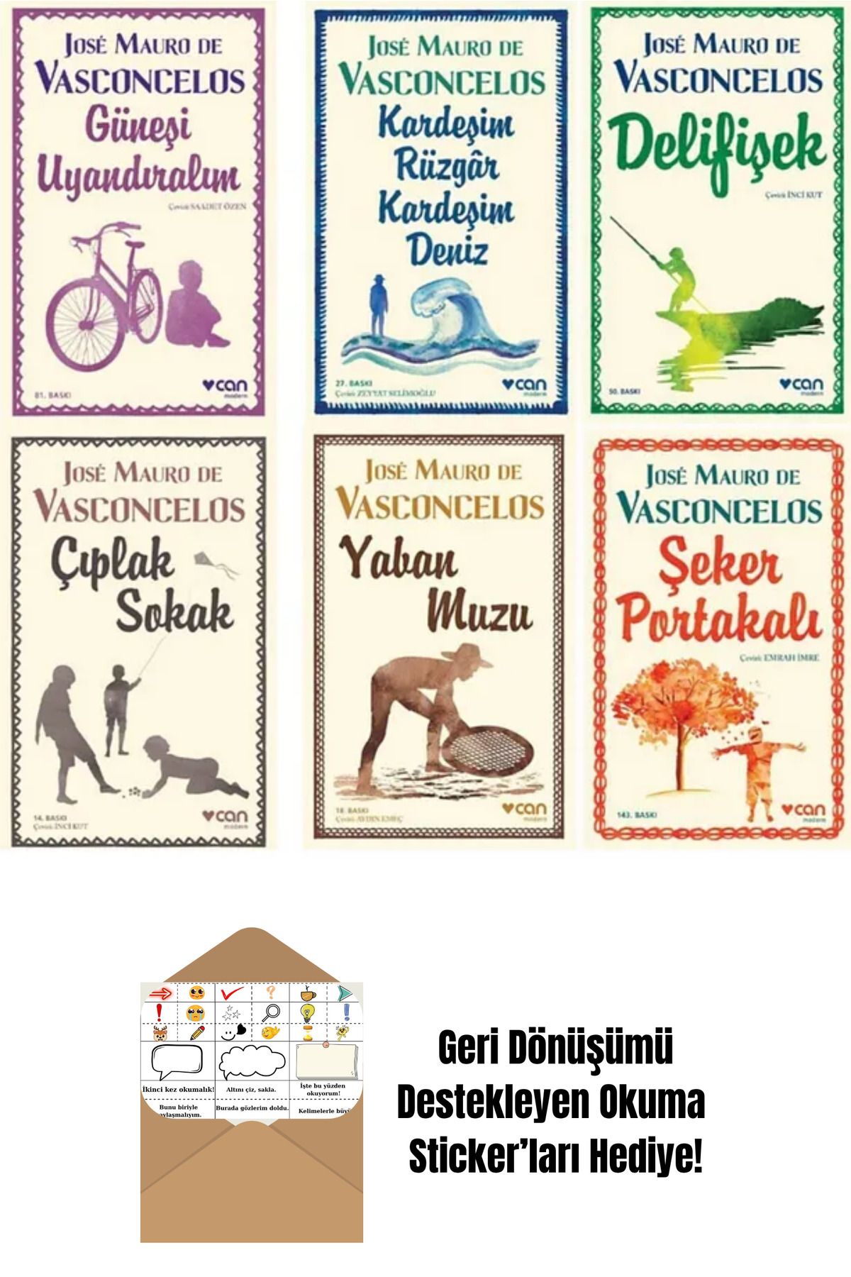 Can Yayınları Jose Mauro De Vasconcelos 6 Kitap Set + Okuma Sticker'ları