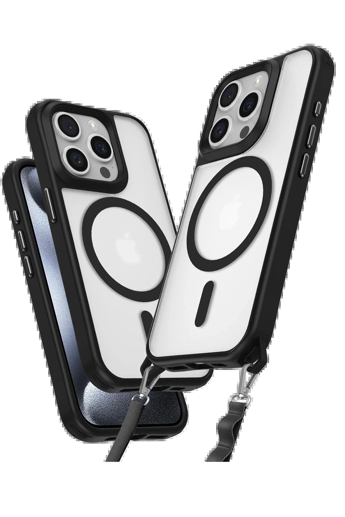 CepteToptan Newface iPhone 15 Pro Max Kılıf Enka Magsafe Silikon Kılıf - Siyah