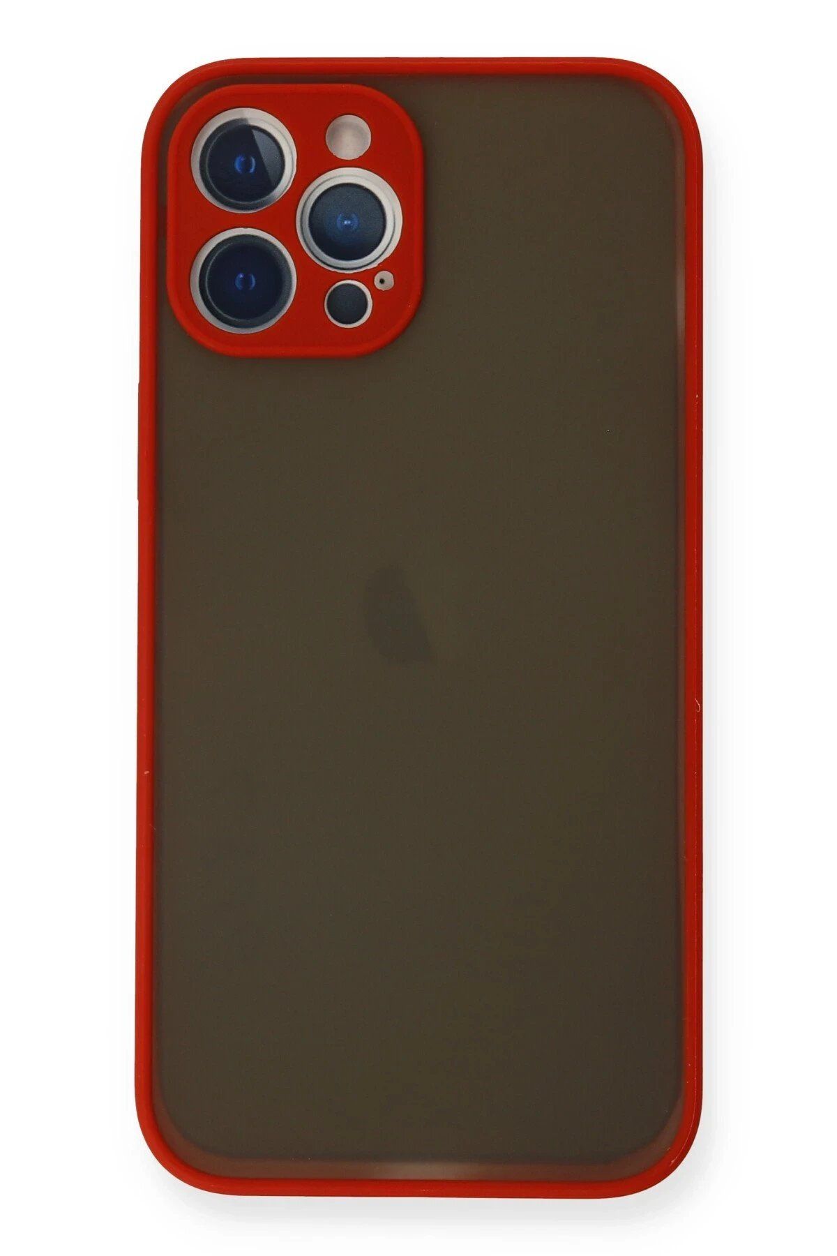 CepteToptan Newface iPhone 12 Pro Kılıf Montreal Silikon Kapak - Kırmızı