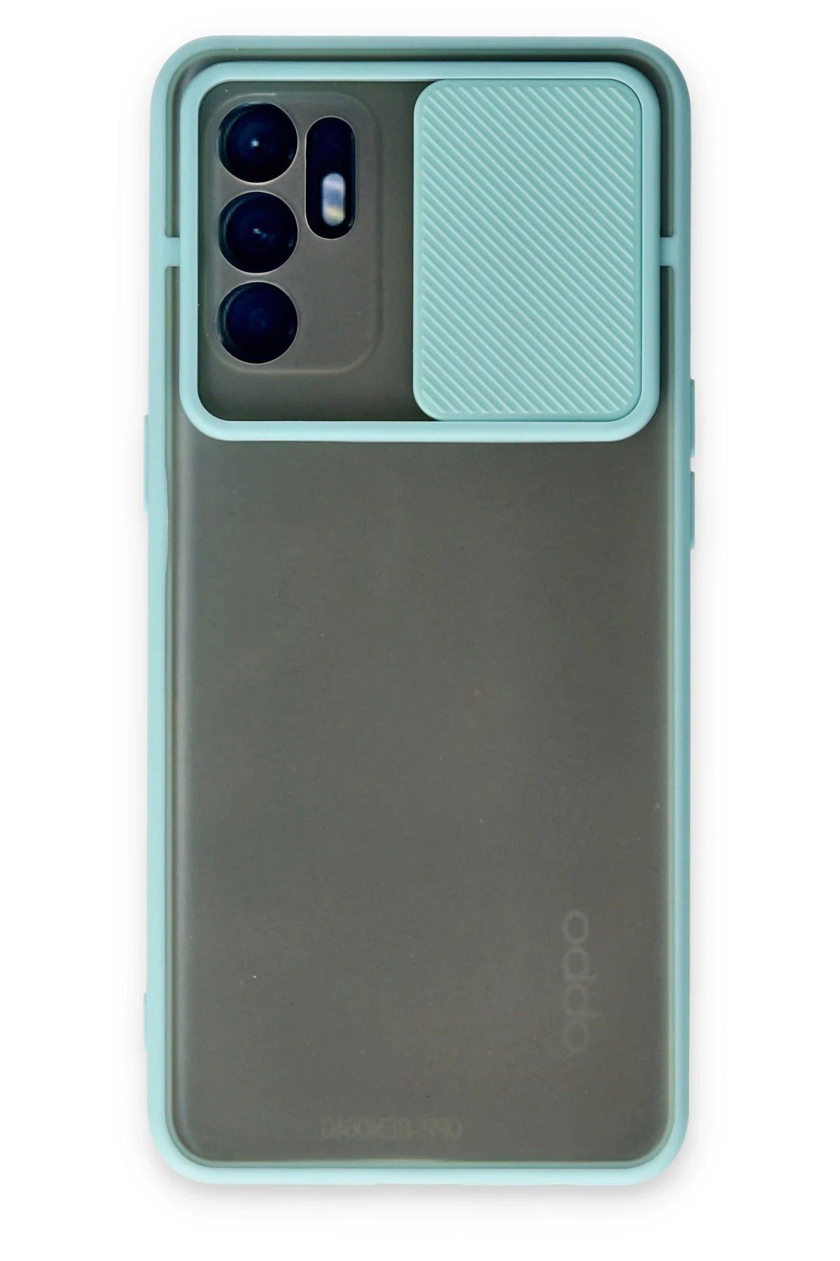CepteToptan Newface Oppo Reno 6 Kılıf Palm Buzlu Kamera Sürgülü Silikon - Turkuaz