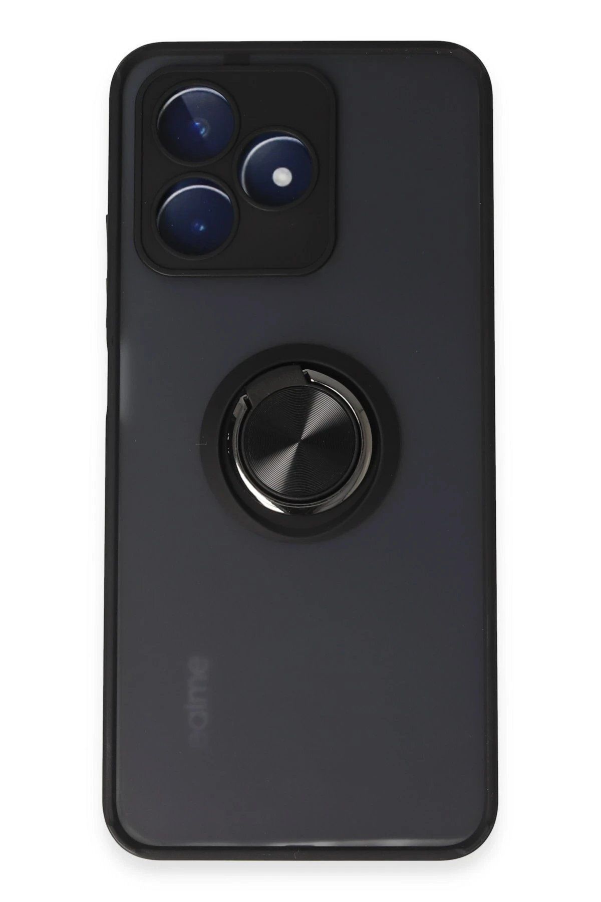 CepteToptan Newface Realme C53 Kılıf Montreal Yüzüklü Silikon Kapak - Siyah