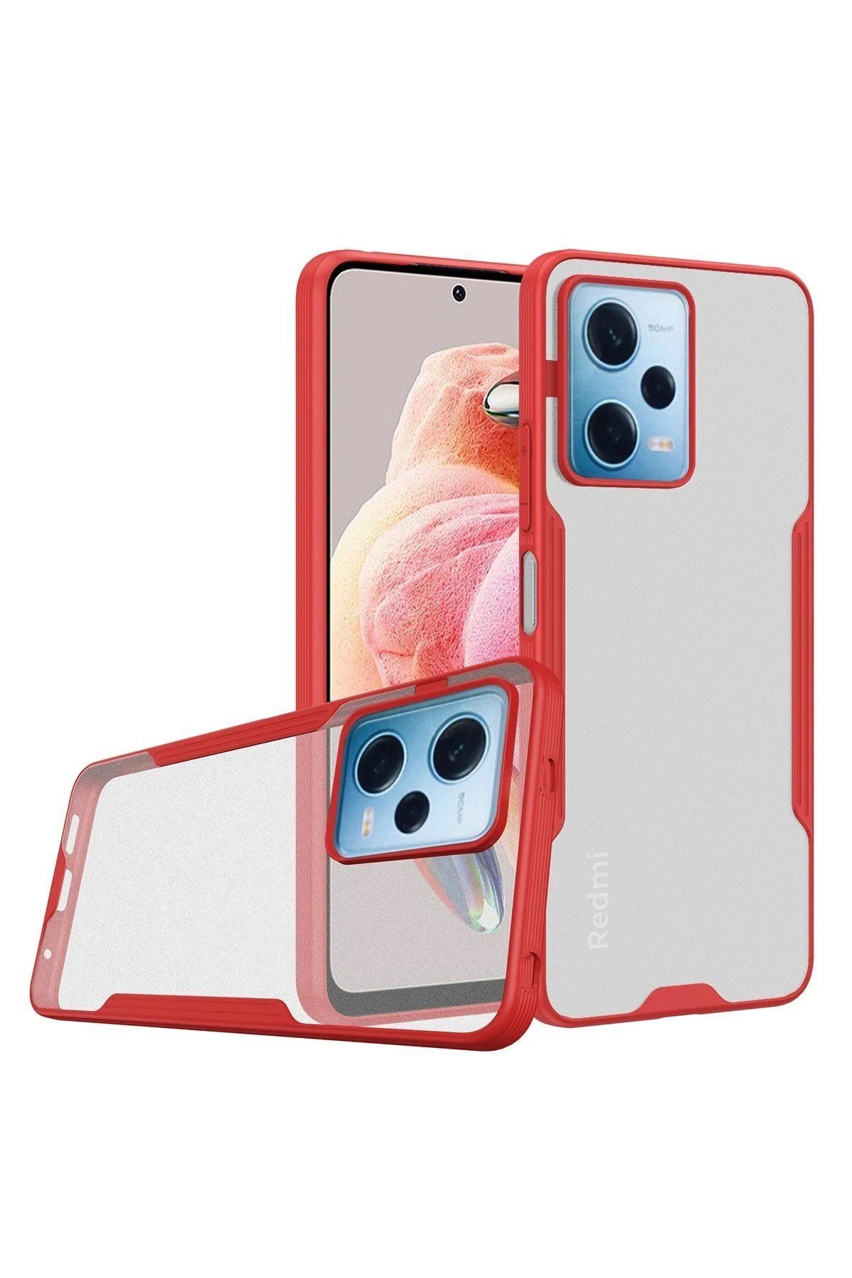CepteToptan Newface Xiaomi Redmi Note 12 5G Kılıf Platin Silikon - Kırmızı