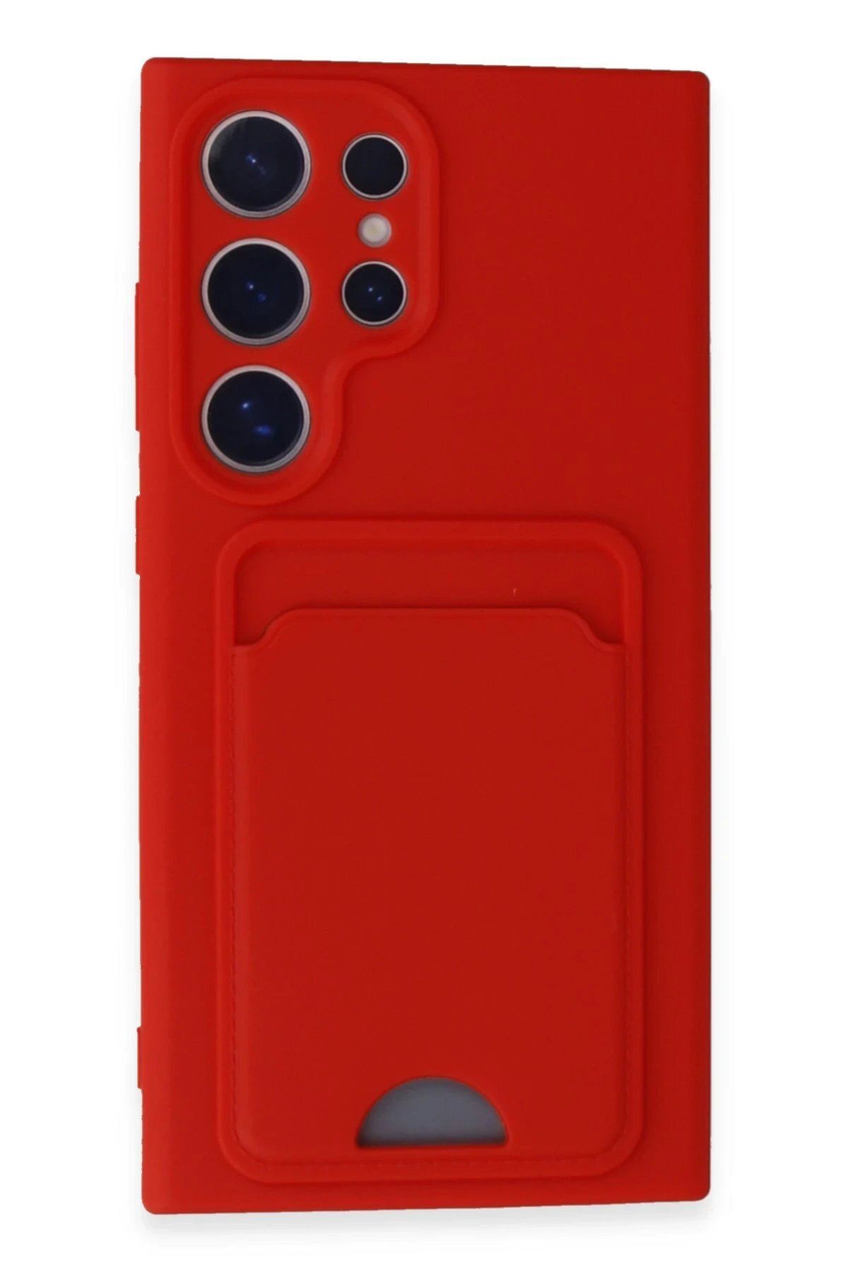 CepteToptan Newface Samsung Galaxy S24 Ultra Kılıf Kelvin Kartvizitli Silikon - Kırmızı
