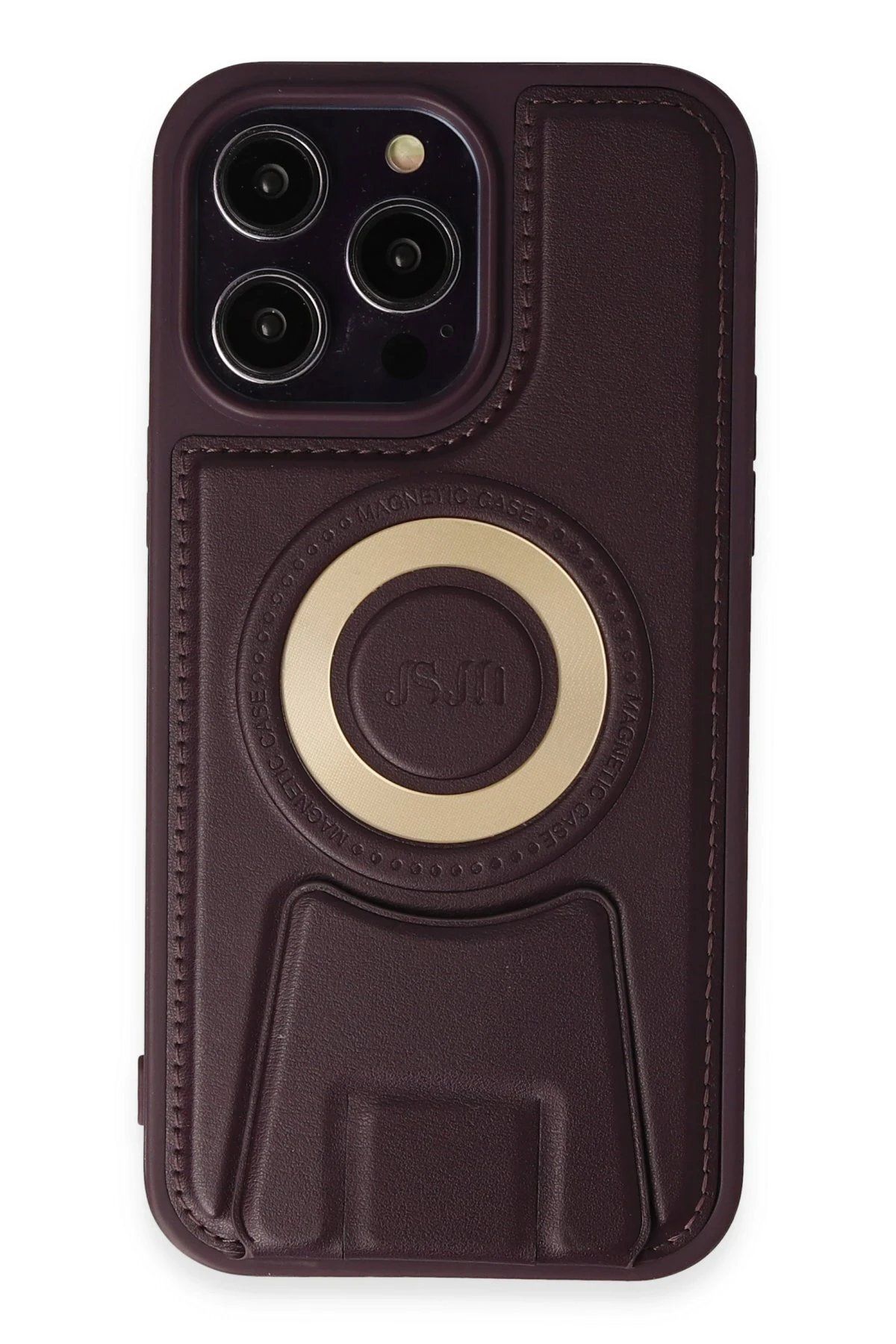 CepteToptan Newface iPhone 14 Pro Max Kılıf Merkür Magneticsafe Standlı Kapak - Derin Mor